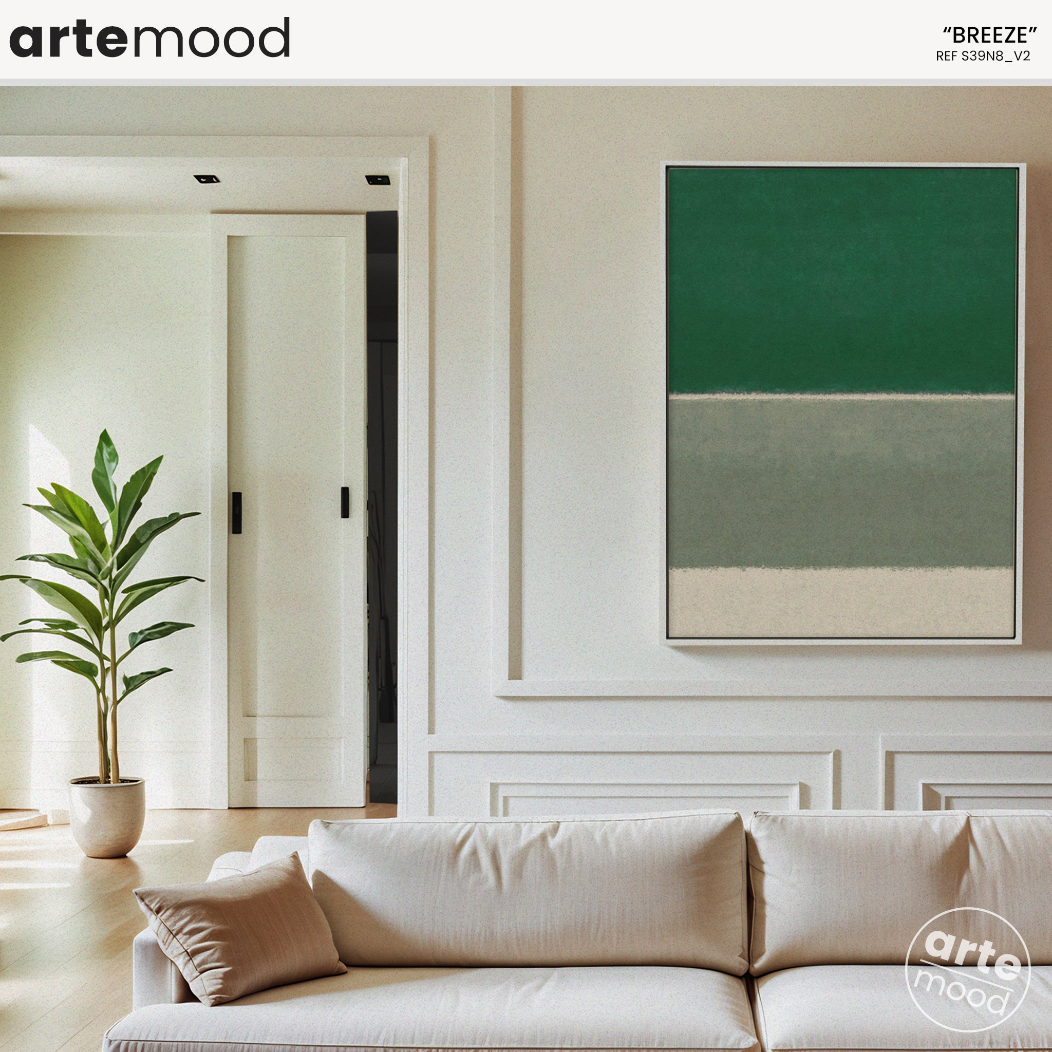 Color Field Artwork Print On Canvas - Minimalist, Zen, Green, White, Nature, Green Art, Eco Wall Art, Sand Dunes, Beach House Wall Decor, Chic Green White Room Wall Art