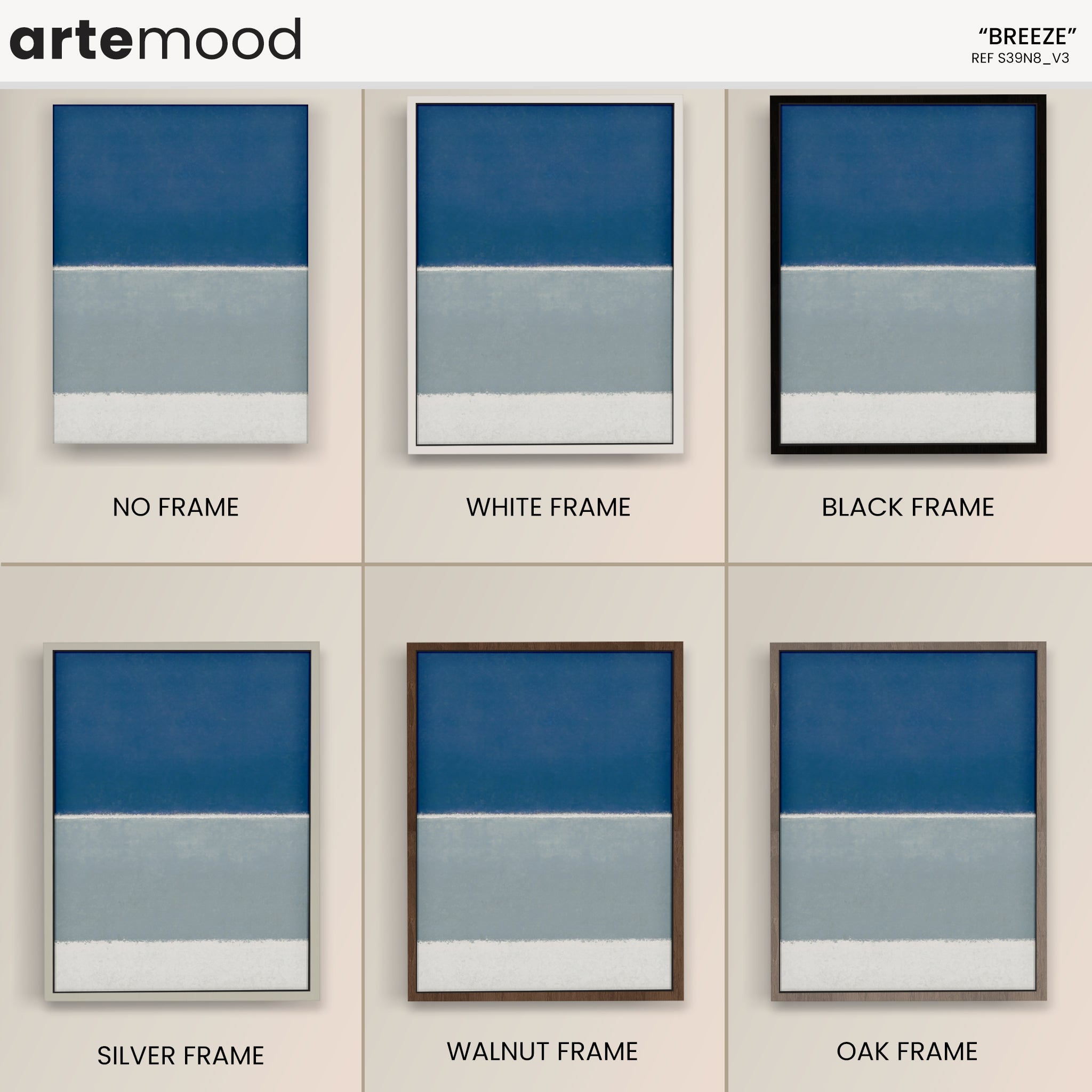 Color Field Artwork Print On Canvas - Minimalist, Zen, Blue, White, Ocean Art, Beach Wall Art, Sand Dunes, Beach House Wall Decor, Wall Art