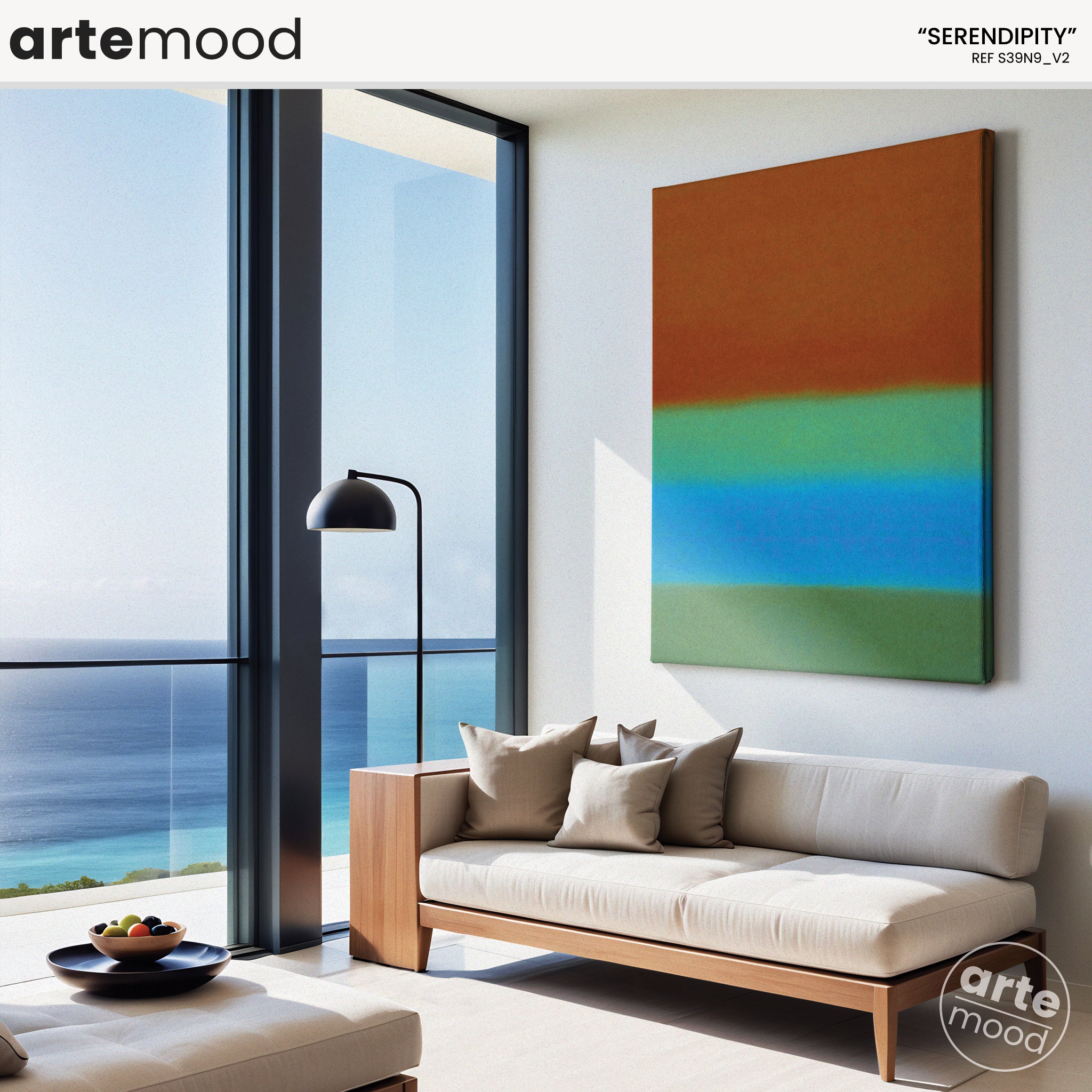 Color Field Artwork Print On Canvas - Minimalist, Zen, Brown, Greens, Blue