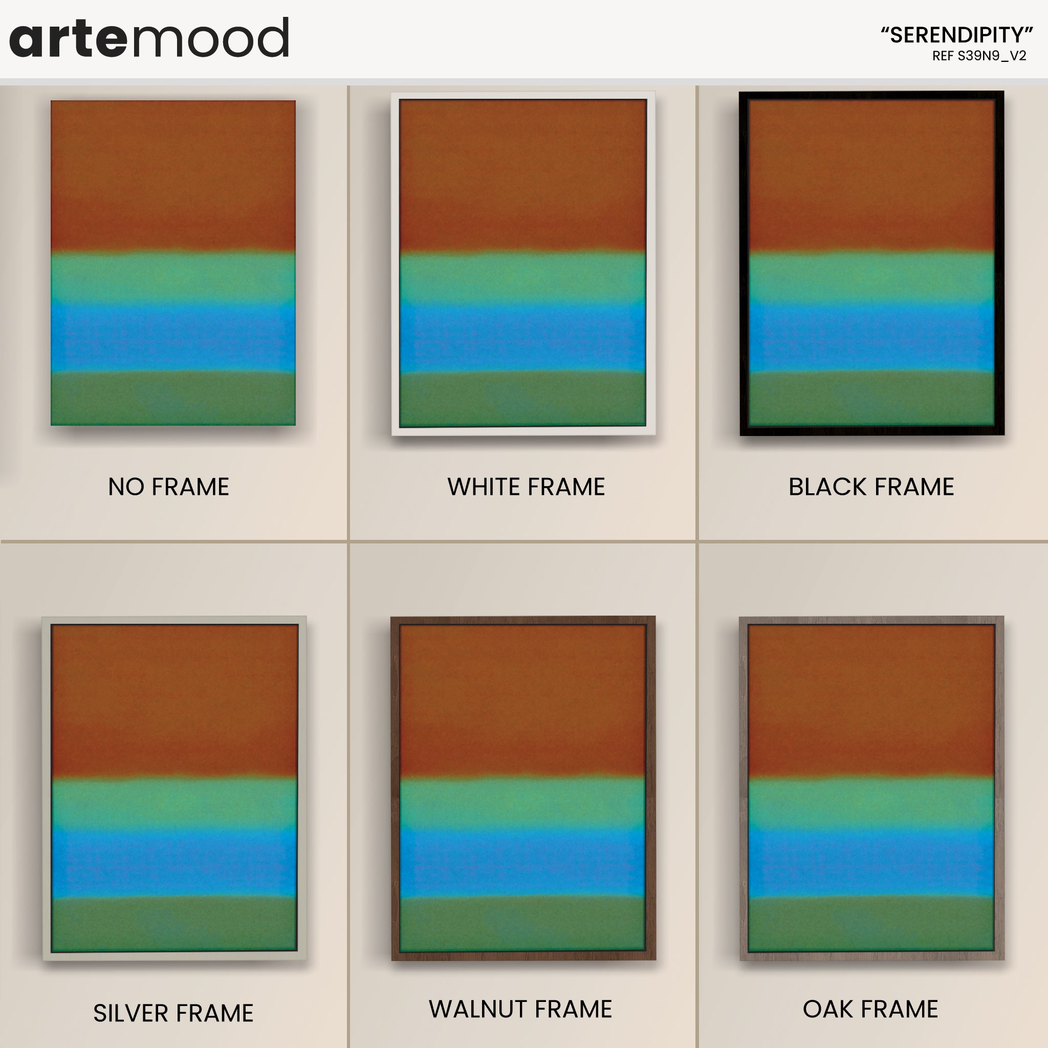 Color Field Artwork Print On Canvas - Minimalist, Zen, Brown, Greens, Blue