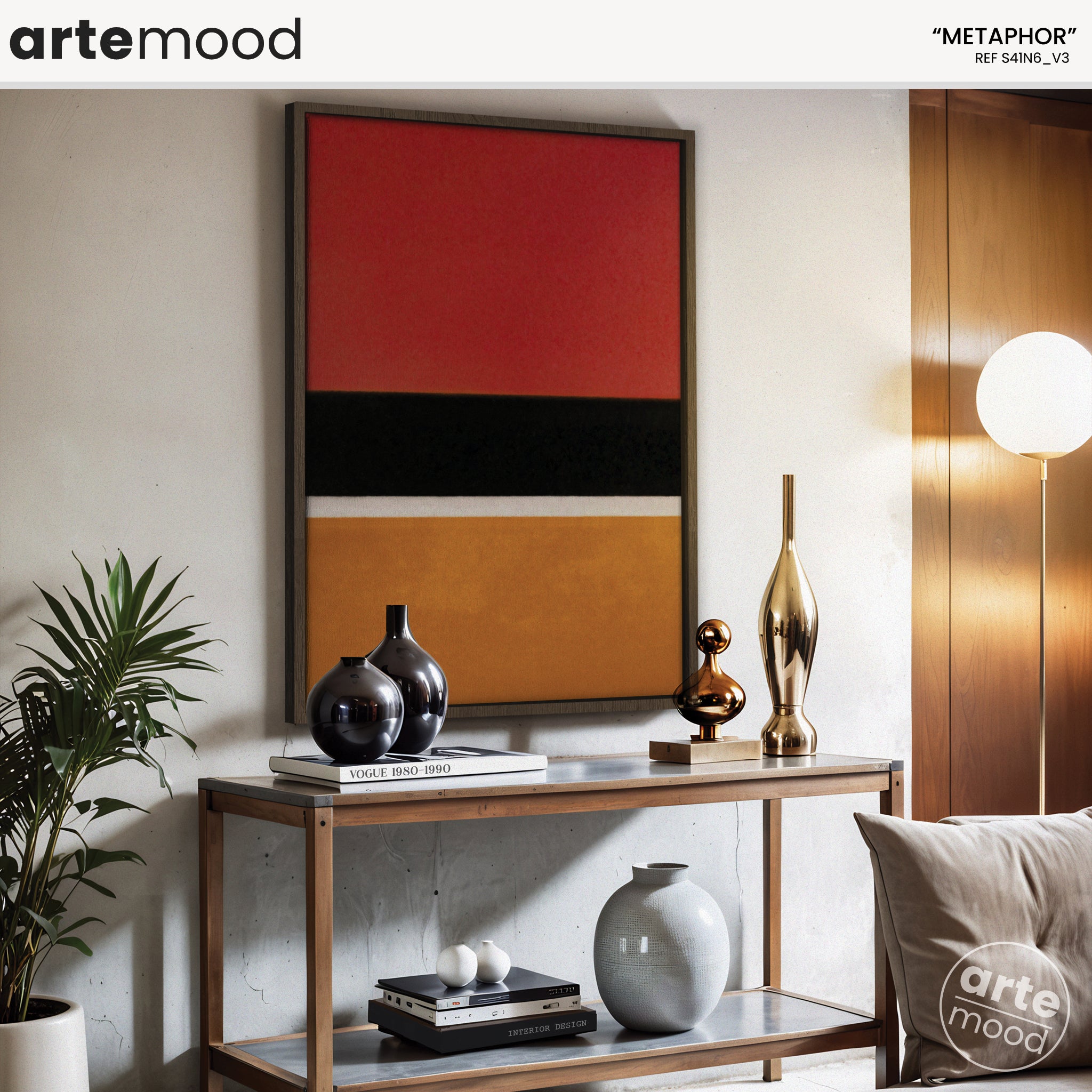 Color Field Artwork Print On Canvas - Minimalist, Zen, Red. Cherry, Orange, Black, Contemporary, Chic Art