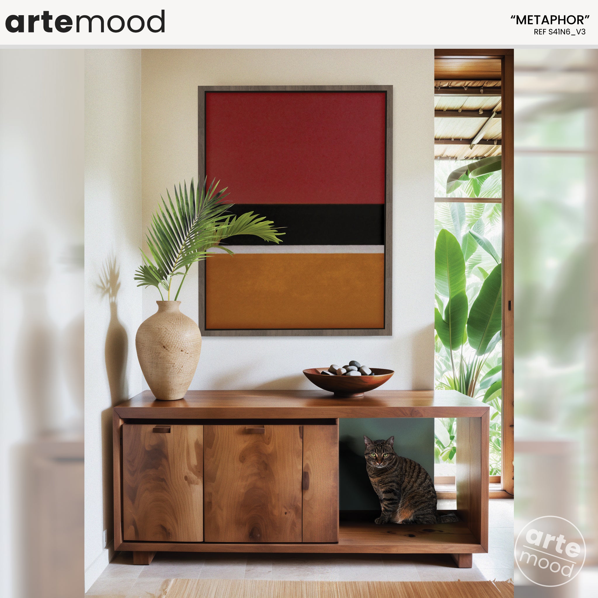 Color Field Artwork Print On Canvas - Minimalist, Zen, Red. Cherry, Orange, Black, Contemporary, Chic Art