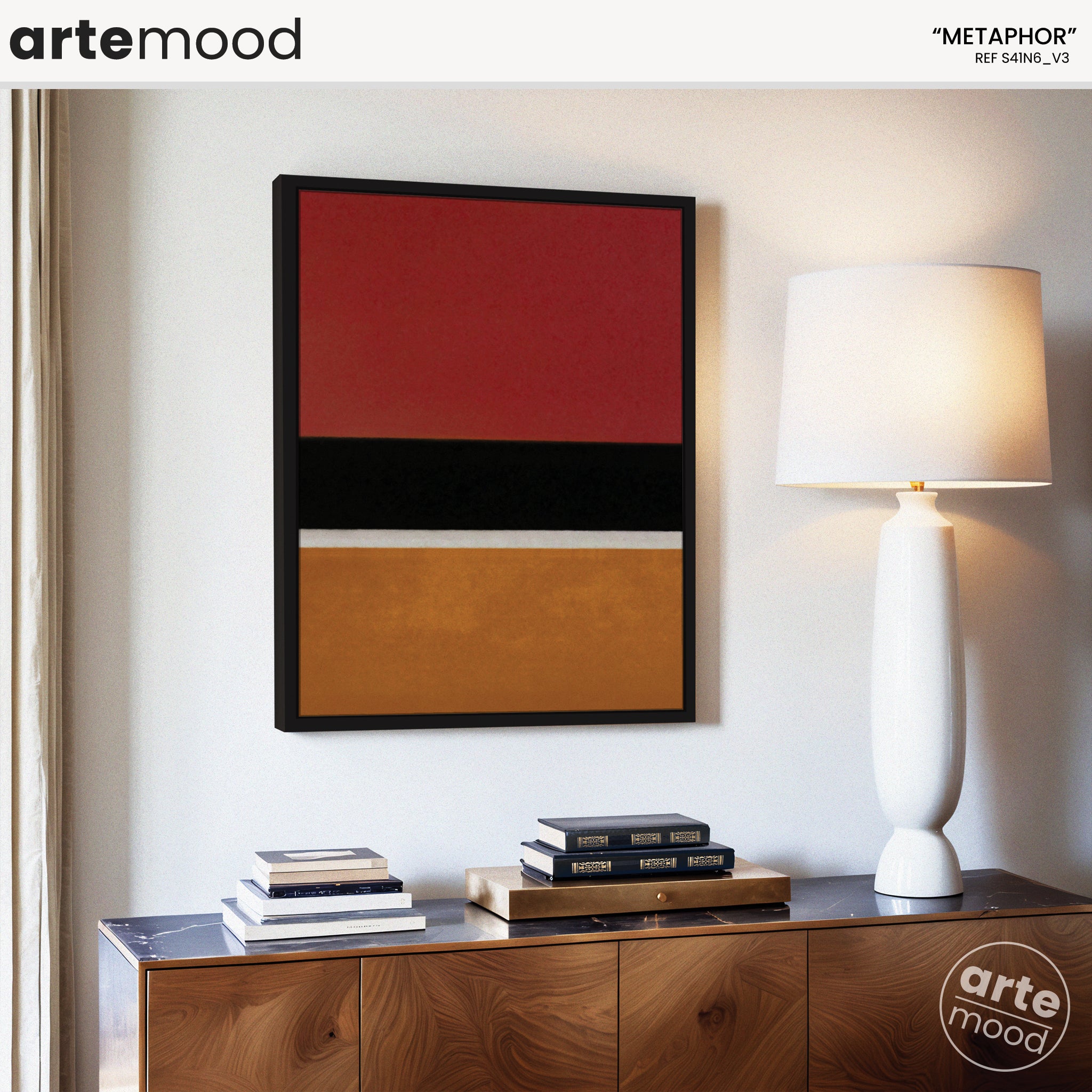 Color Field Artwork Print On Canvas - Minimalist, Zen, Red. Cherry, Orange, Black, Contemporary, Chic Art