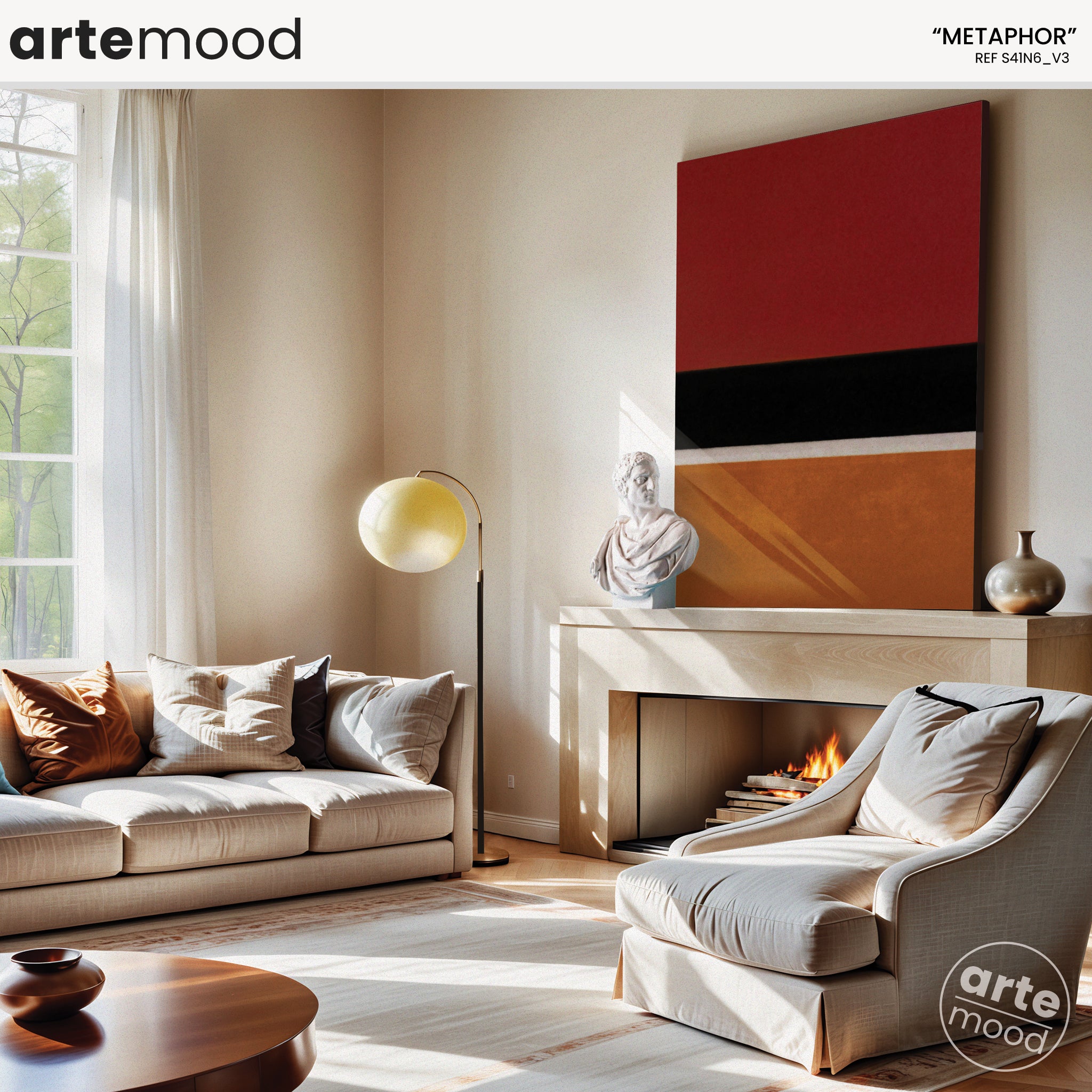 Color Field Artwork Print On Canvas - Minimalist, Zen, Red. Cherry, Orange, Black, Contemporary, Chic Art