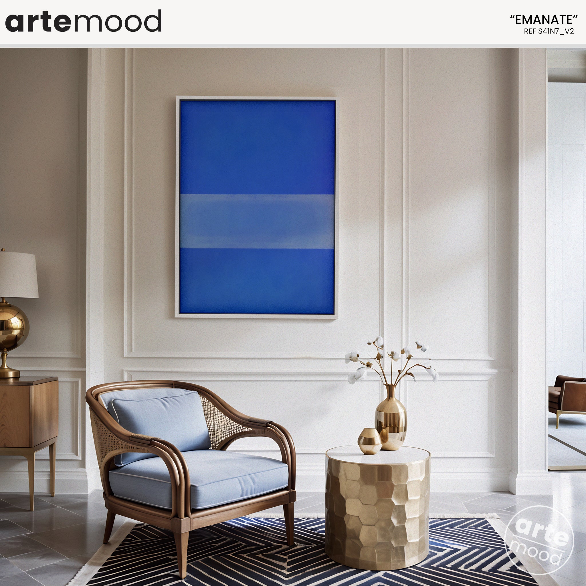 Color Field Artwork Print On Canvas - Minimalist, Zen Blue Rothko Style Wall Art