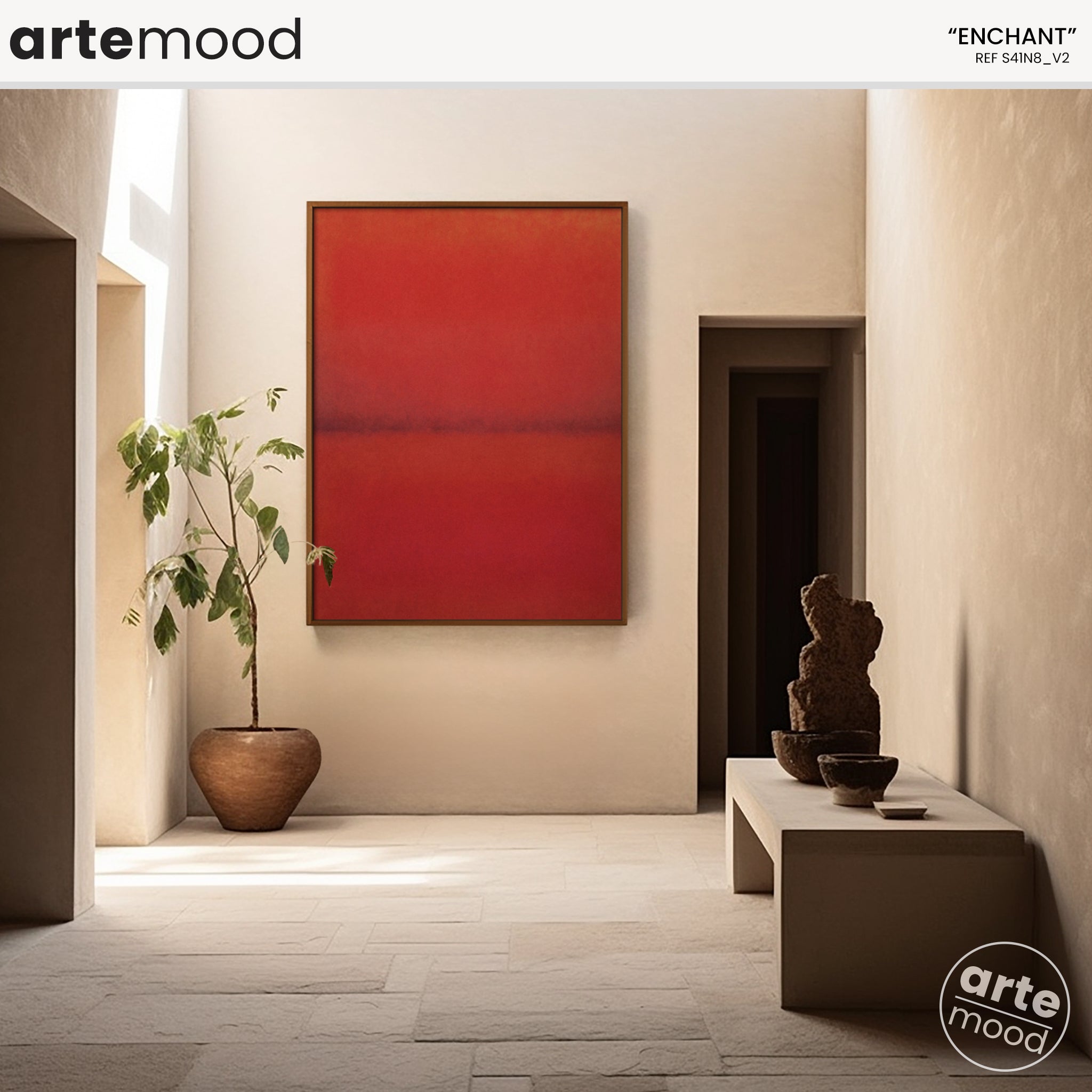 Color Field Artwork Print On Canvas - Minimalist, Zen, Red, Vibrant, Energetic, Powerful Wall Art Print Decor