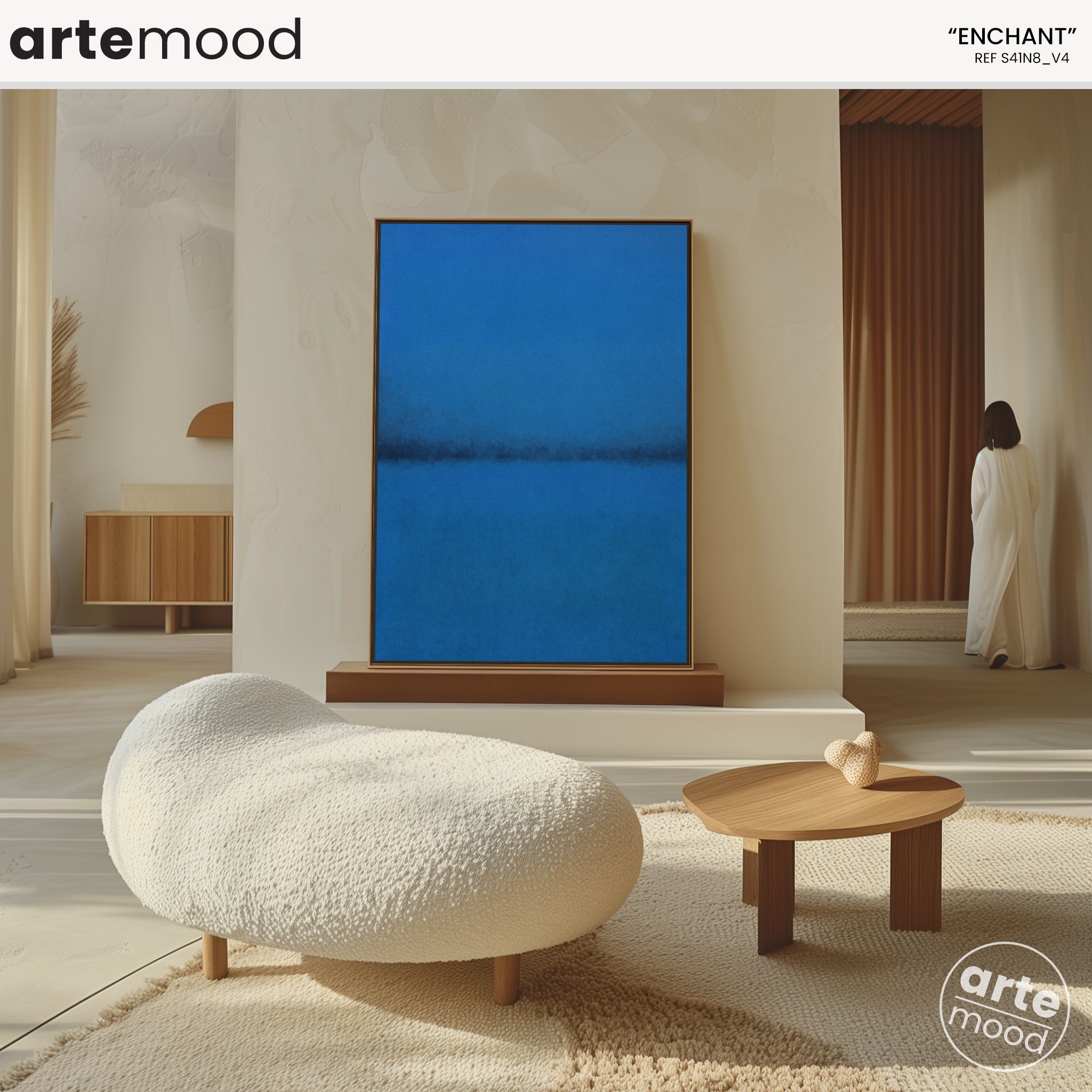 Color Field Artwork Print On Canvas - Minimalist, Zen, Blue Color, Ocean, Beach, Sea, Tranquil, Relax