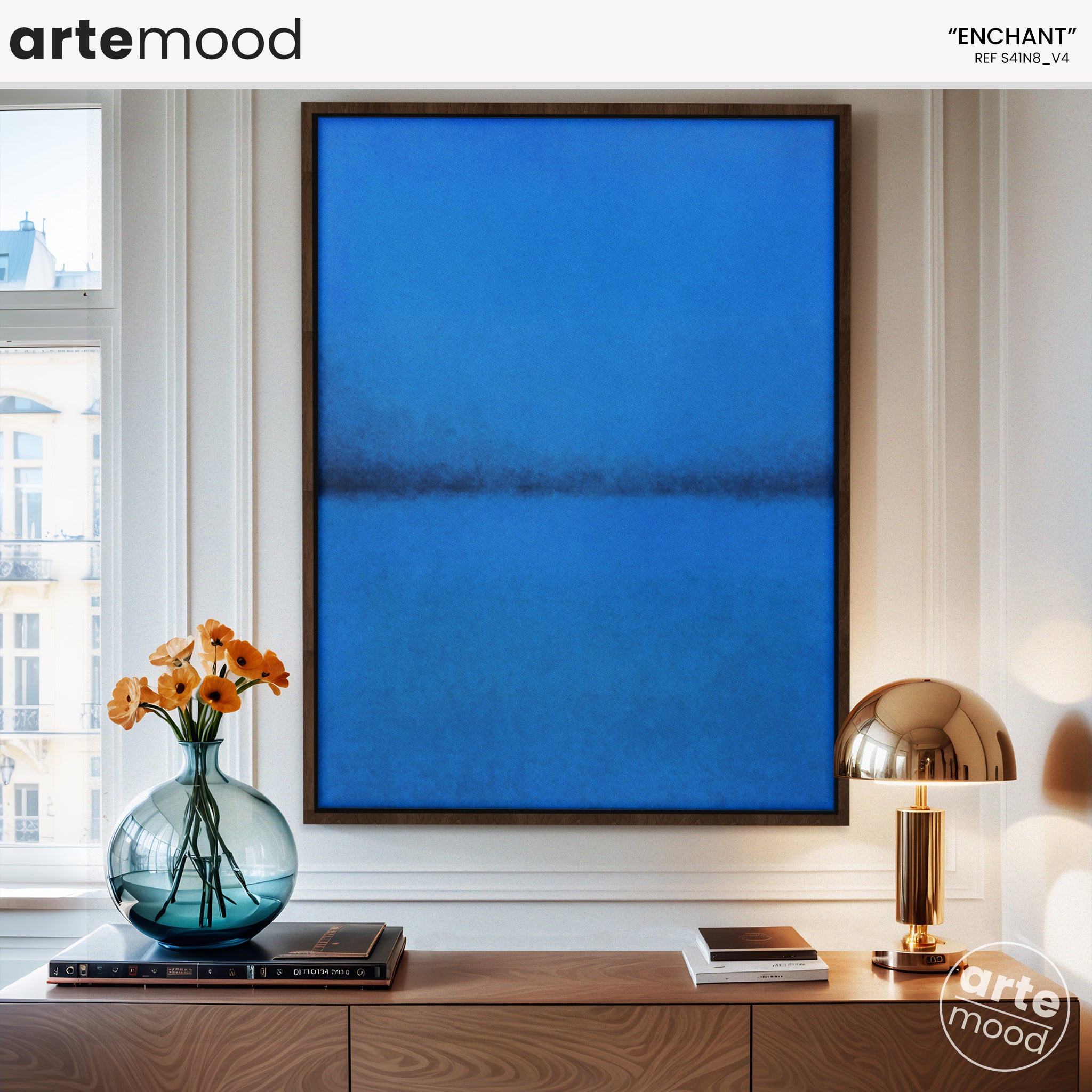 Color Field Artwork Print On Canvas - Minimalist, Zen, Blue Color, Ocean, Beach, Sea, Tranquil, Relax