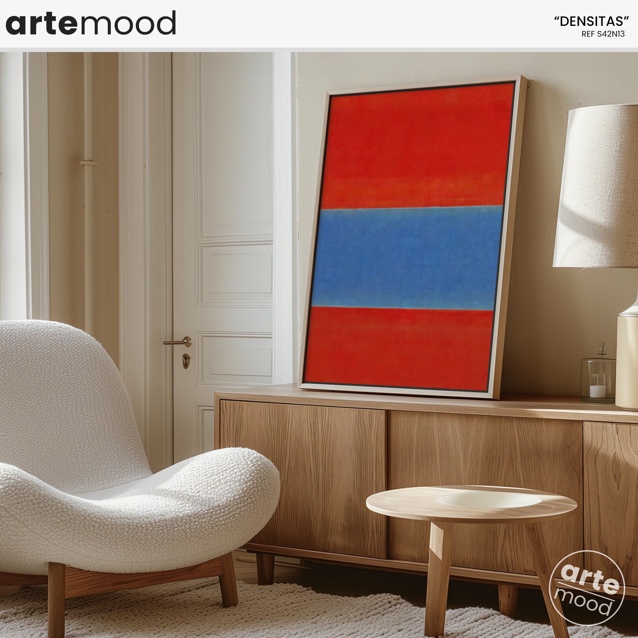 Color Field Artwork Print On Canvas - Minimalist, Zen, Red, Blue, Vibrant, Energetic