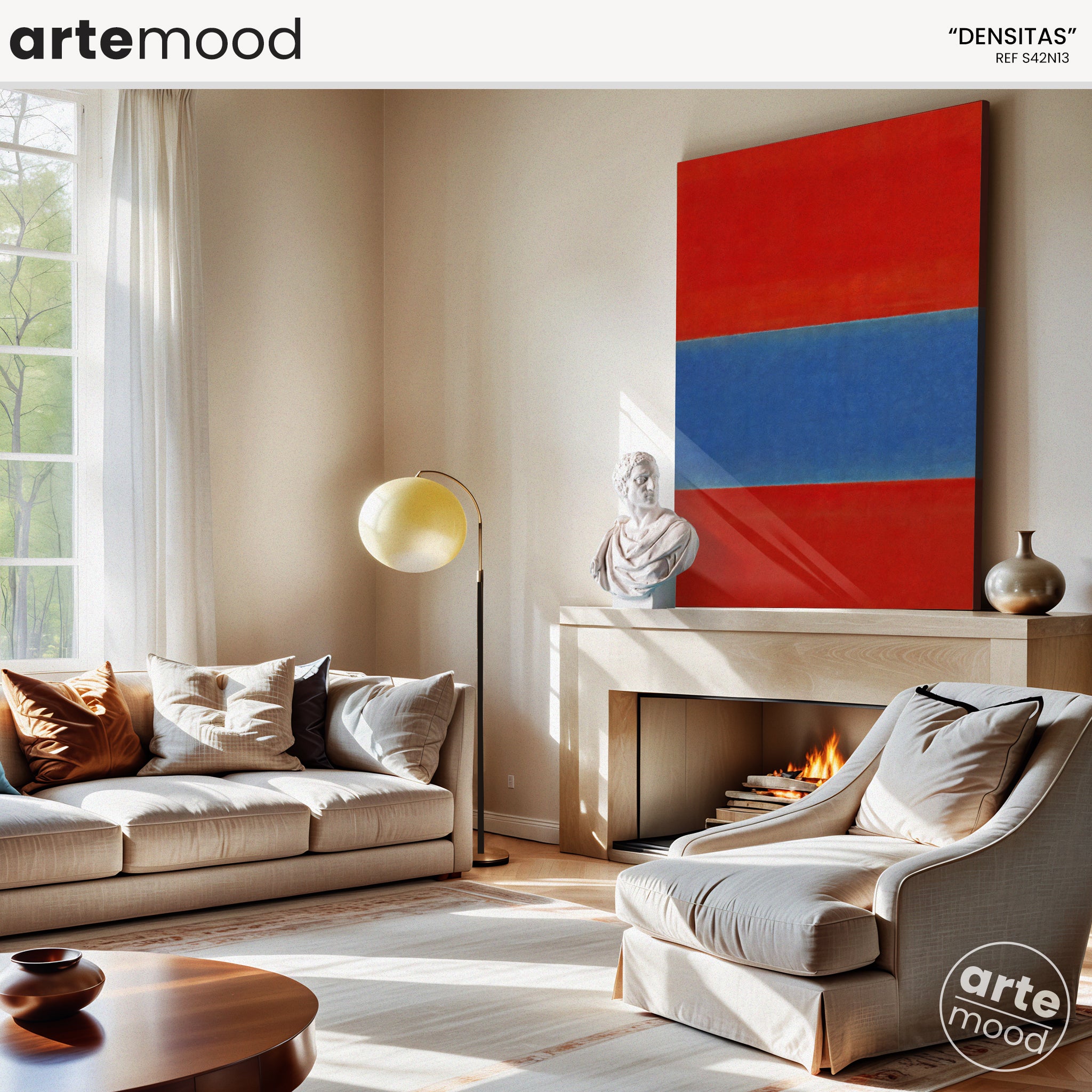 Color Field Artwork Print On Canvas - Minimalist, Zen, Red, Blue, Vibrant, Energetic