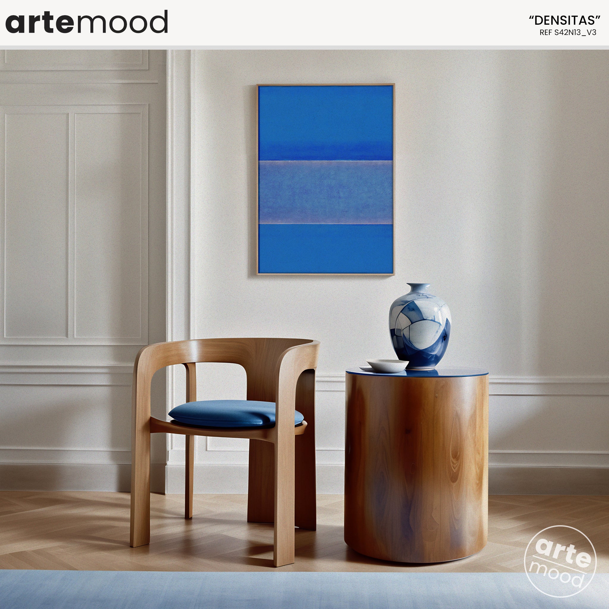 Color Field Artwork Print On Canvas - Minimalist, Zen, Blue Tones, Blue Color, Minimal Wall Art