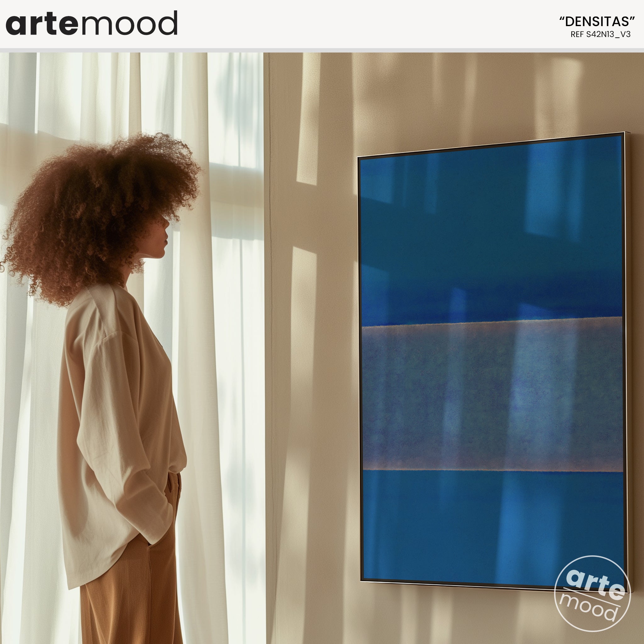 Color Field Artwork Print On Canvas - Minimalist, Zen, Blue Tones, Blue Color, Minimal Wall Art