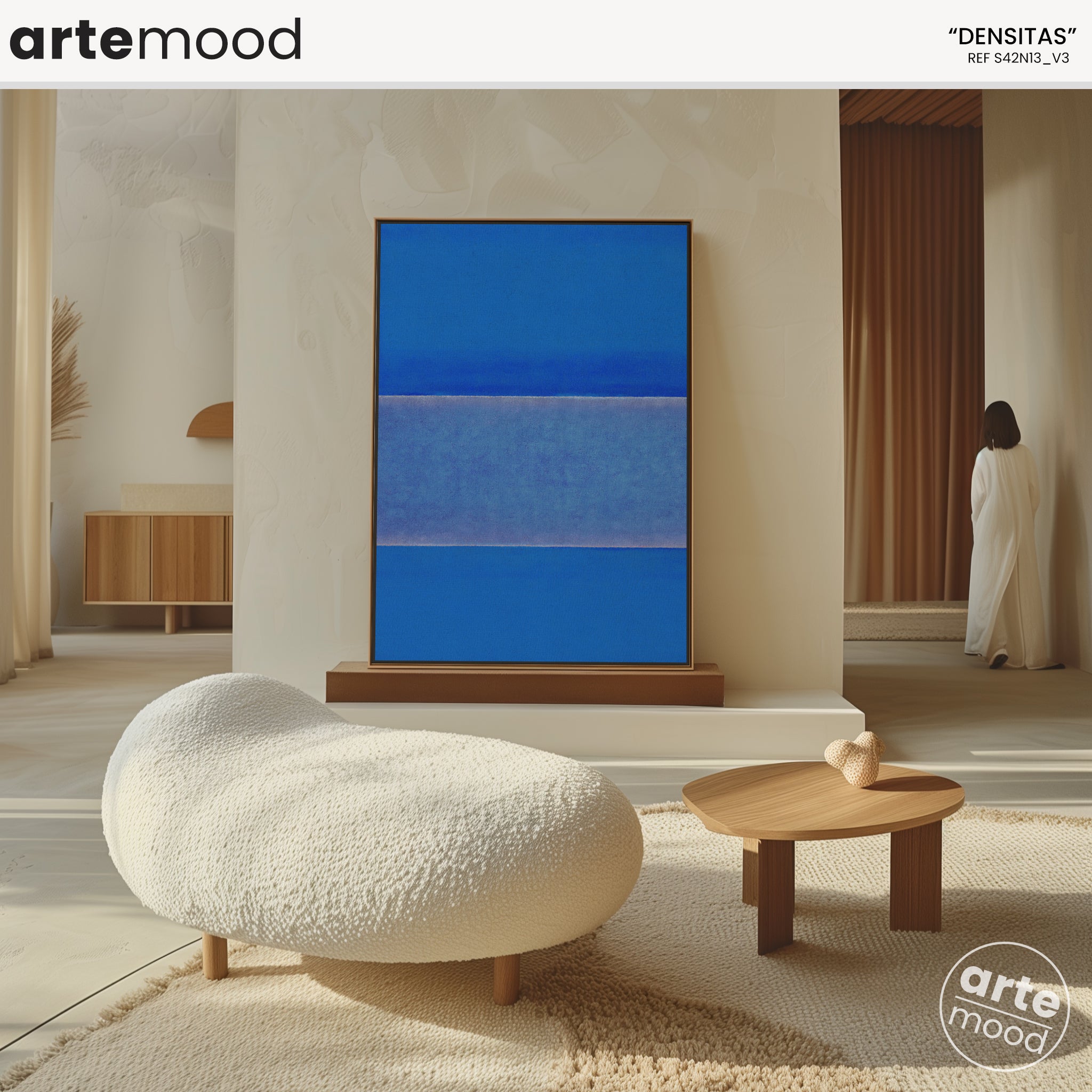 Color Field Artwork Print On Canvas - Minimalist, Zen, Blue Tones, Blue Color, Minimal Wall Art