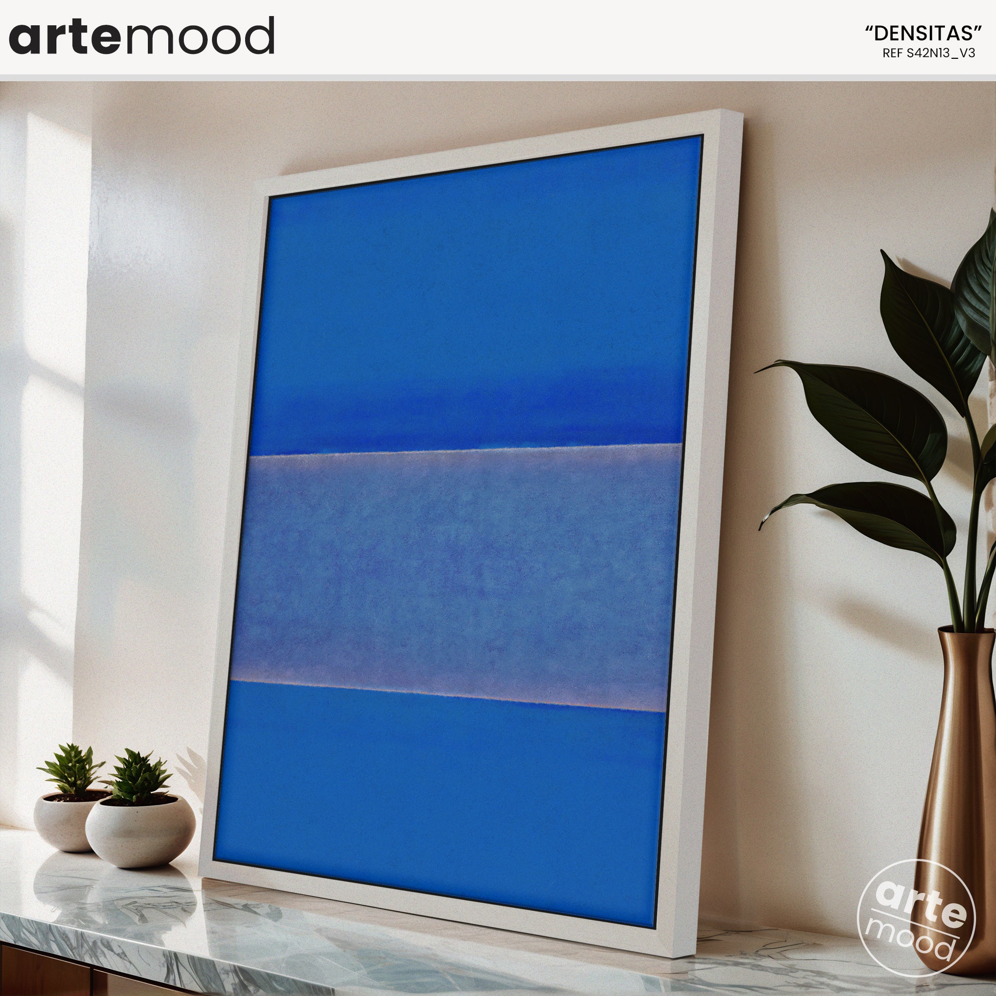 Color Field Artwork Print On Canvas - Minimalist, Zen, Blue Tones, Blue Color, Minimal Wall Art
