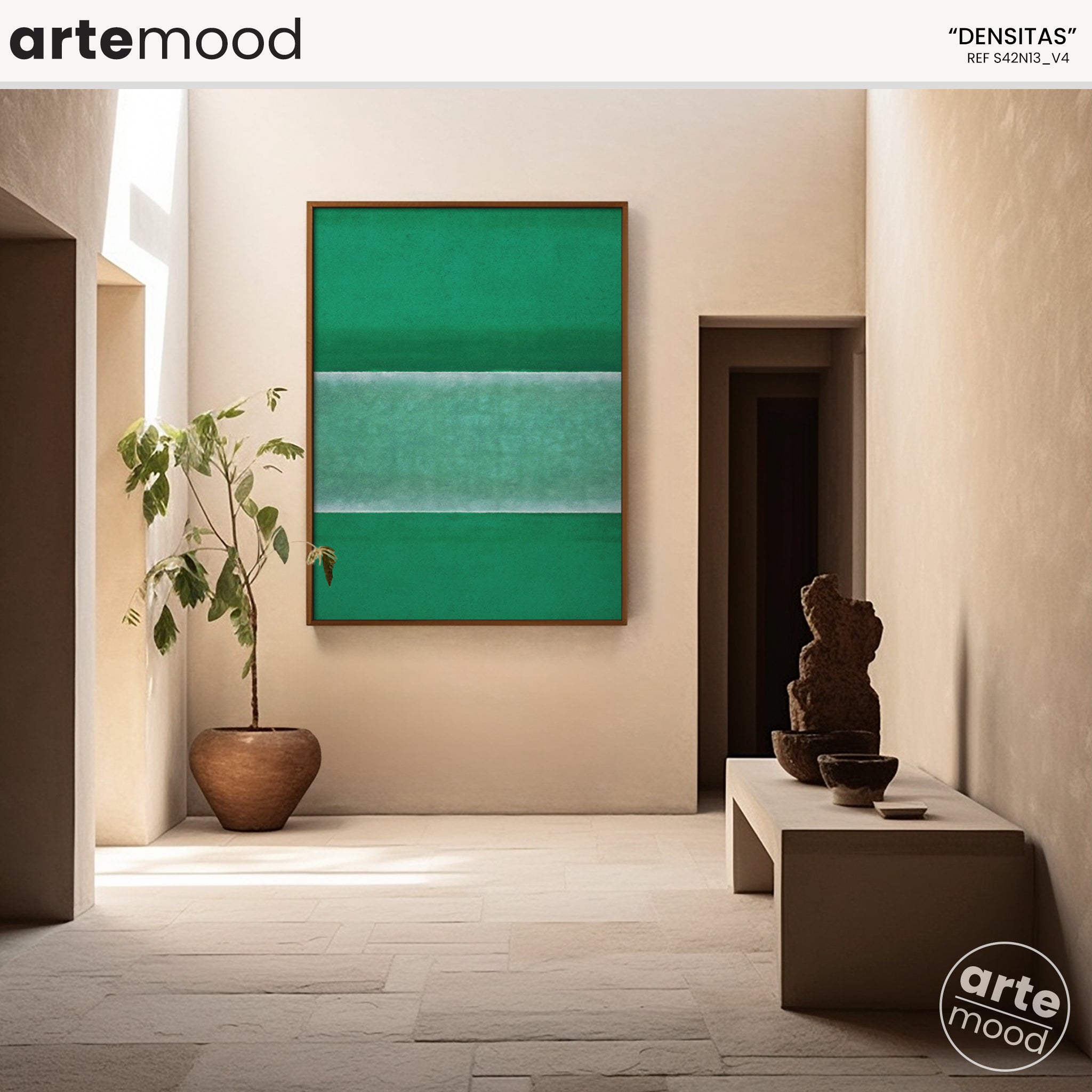 Color Field Artwork Print On Canvas - Minimalist, Zen, Green Rothko Style Wall Art Print