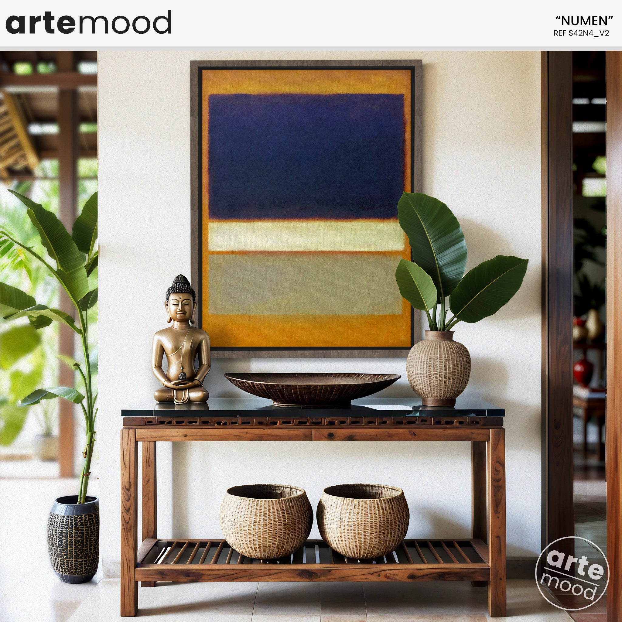 Color Field Artwork Print On Canvas - Minimalist, Zen, Blue, Yellow, Orange, Vibrant, Gold Rothko Style Wall Art