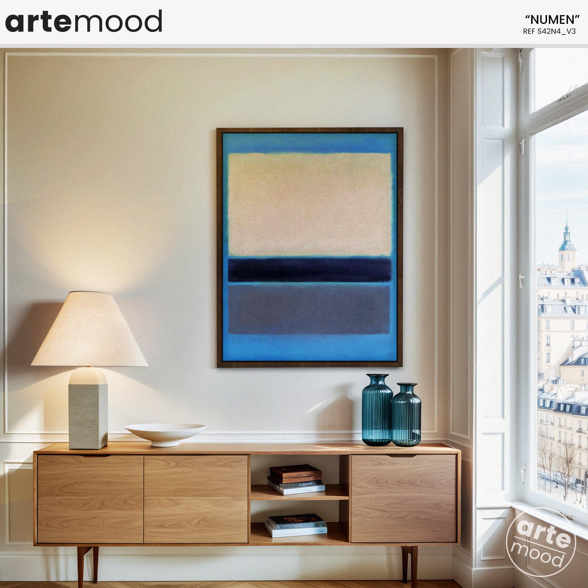 Color Field Artwork Print On Canvas - Minimalist, Zen, Blue Tones, Sea, Ocean, Rothko Style Chic Wall Art