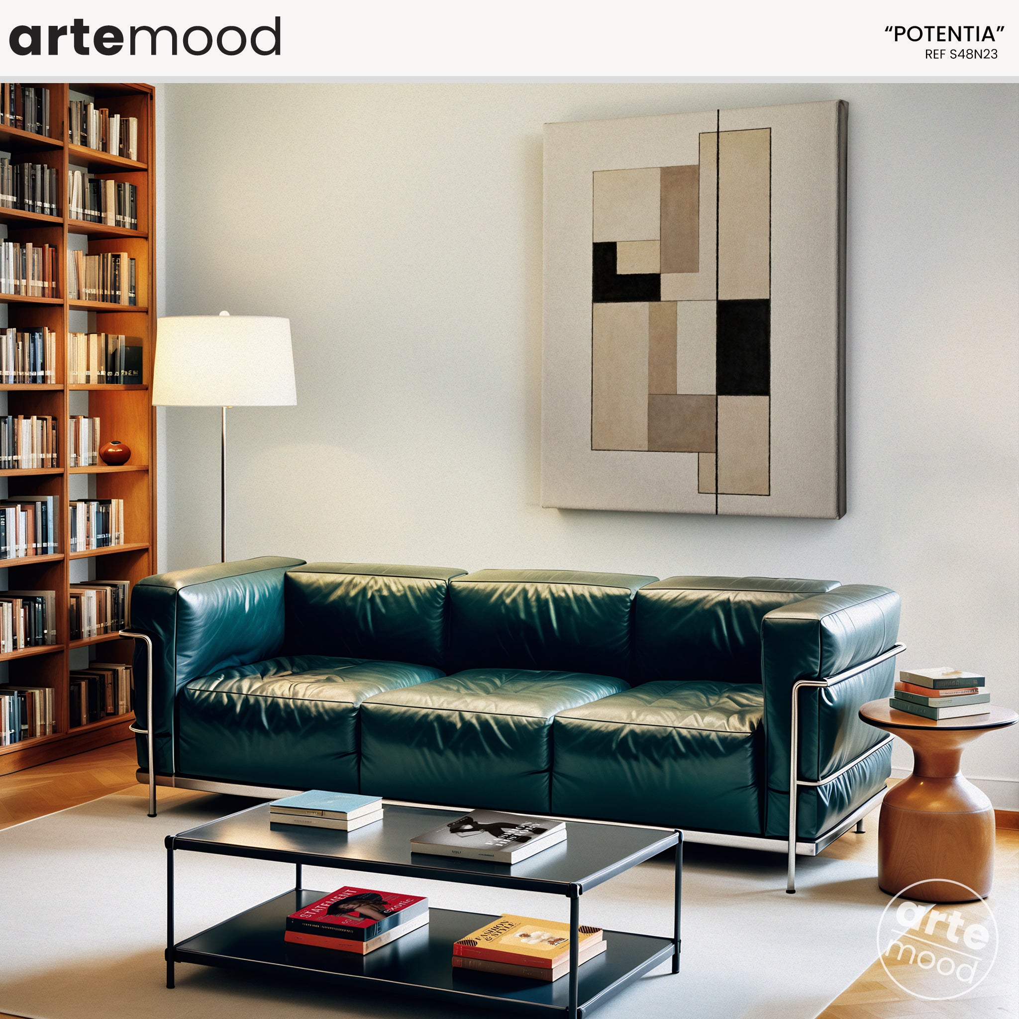 Abstract Artwork Print On Canvas - Minimalist Geometric Modern Art -Black, Grey, Beige