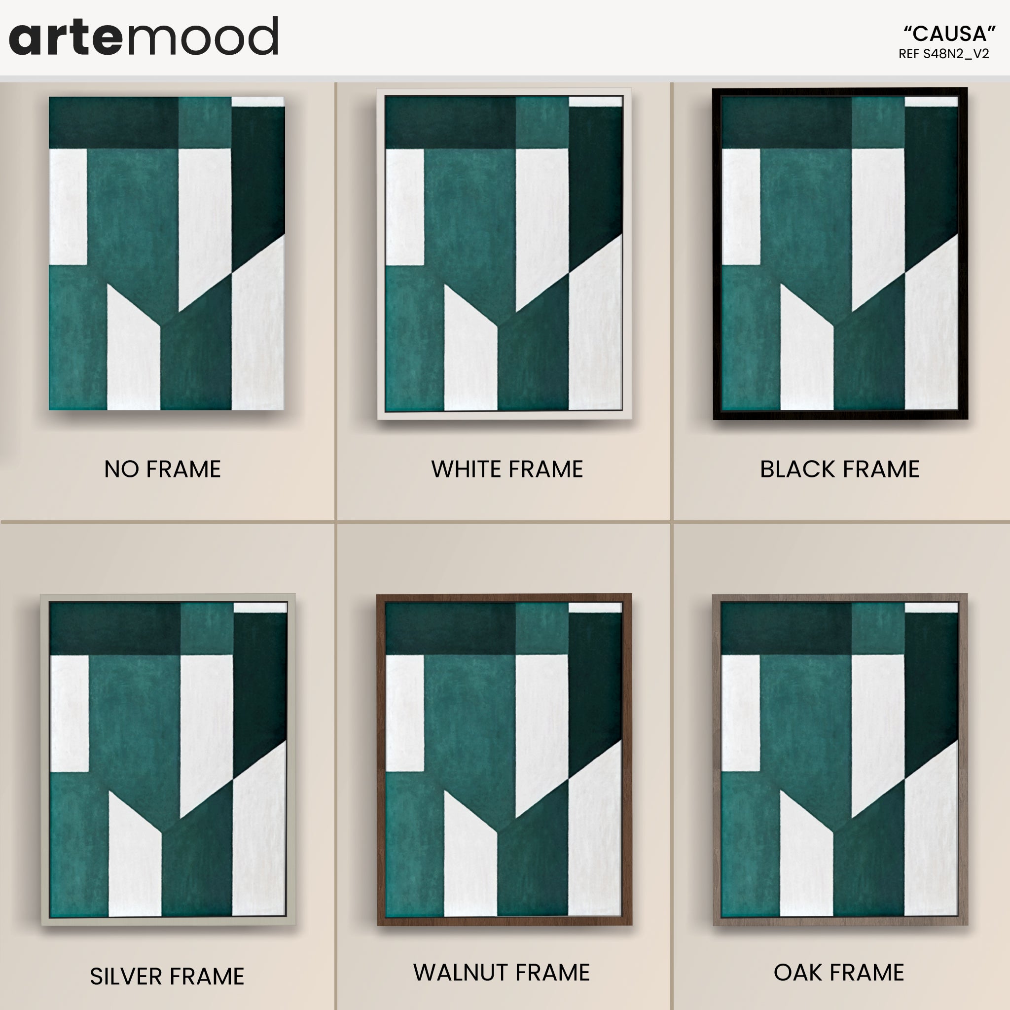 Abstract Artwork Print - Modern Art Canvas - Geometric Minimalist Art - Green & White - Zen
