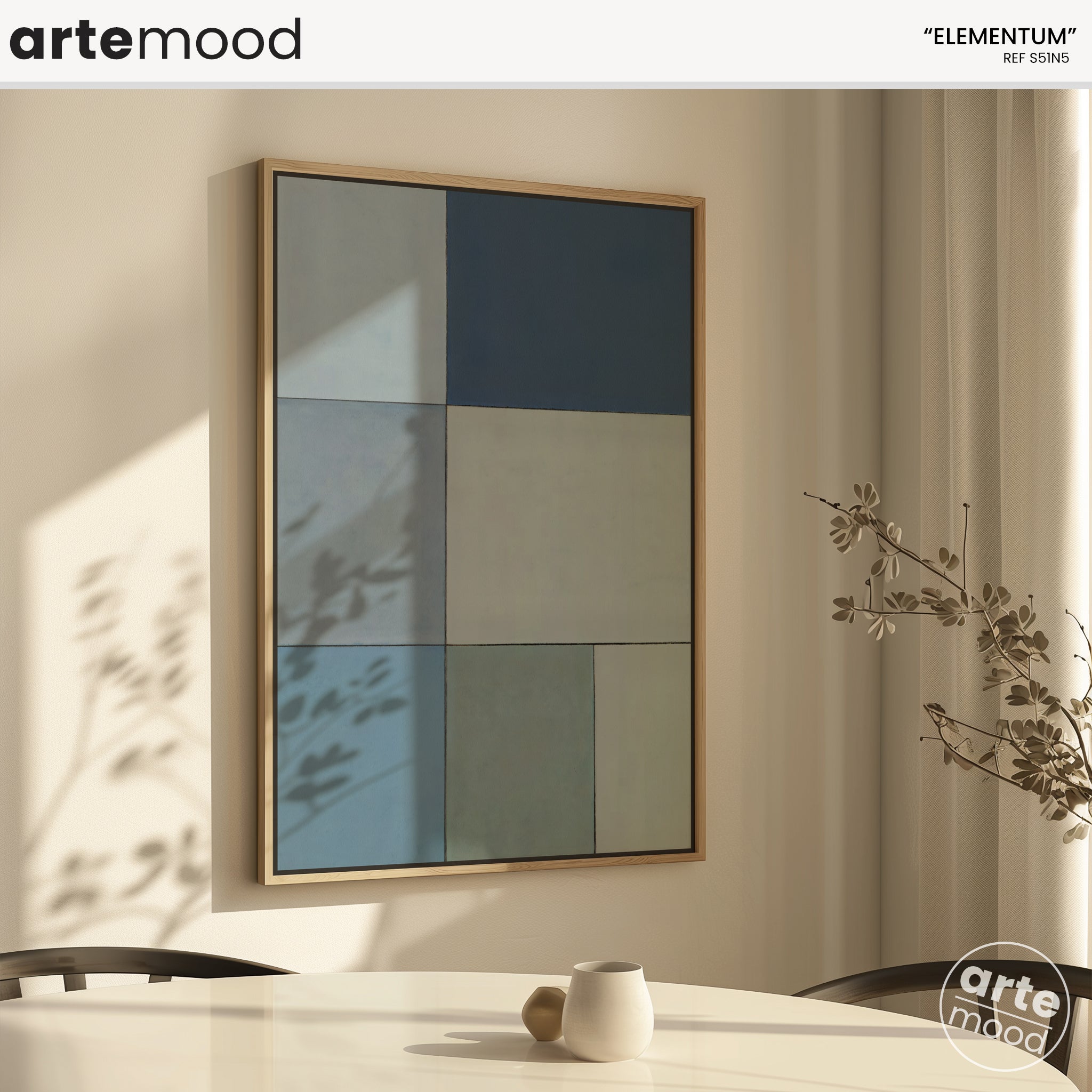 Elementum - Illustration géométrique minimale - Beige, Marron, Noir - S51N5