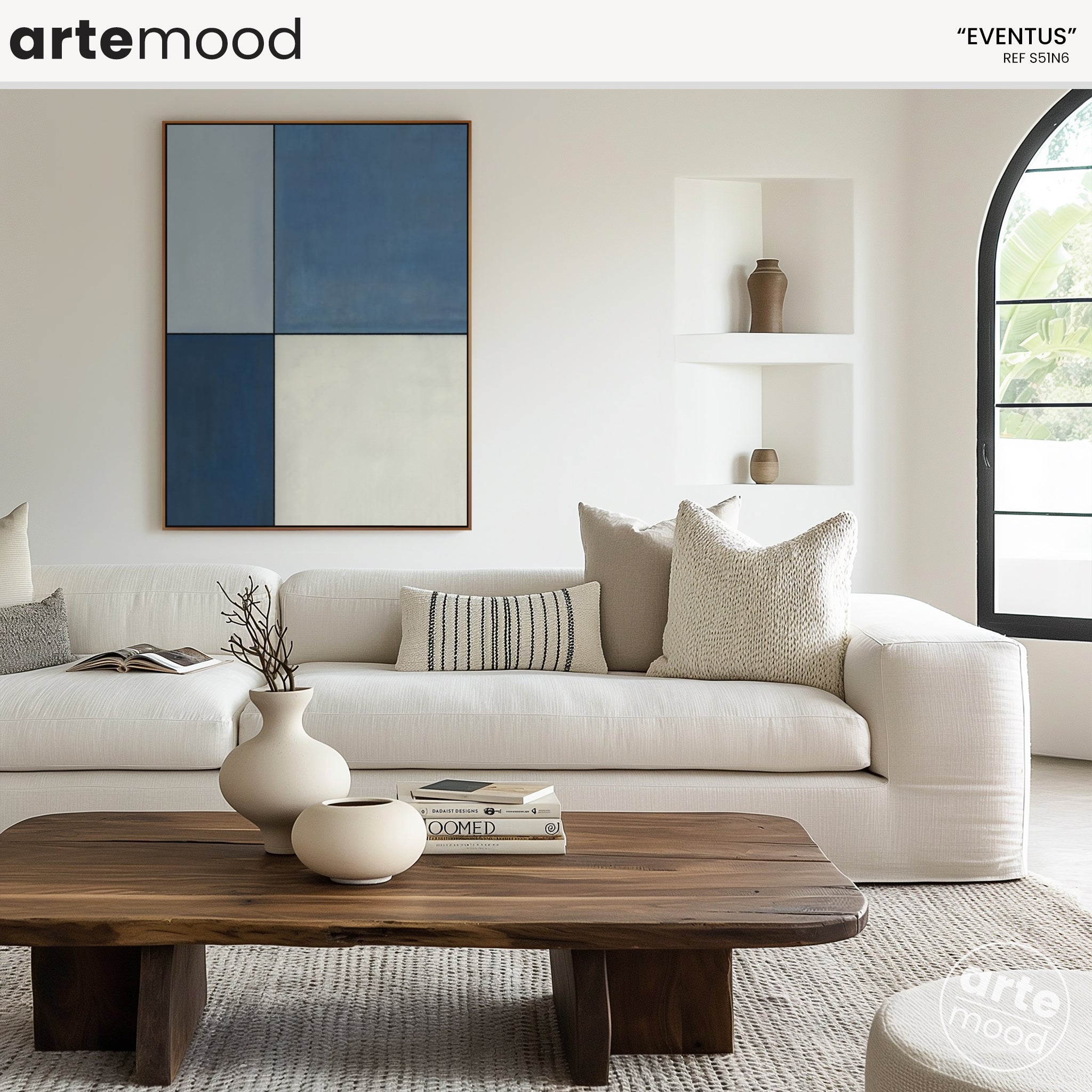 Color Field Artwork Print On Canvas - Minimalist, Zen, Blue Art, White, Neutral Minimal Composition Wall Art, Chic Blue Room Wall Decor