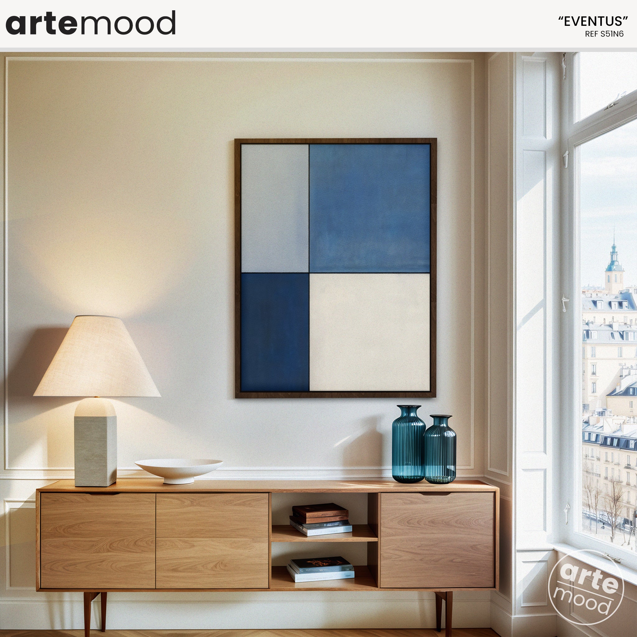 Color Field Artwork Print On Canvas - Minimalist, Zen, Blue Art, White, Neutral Minimal Composition Wall Art, Chic Blue Room Wall Decor