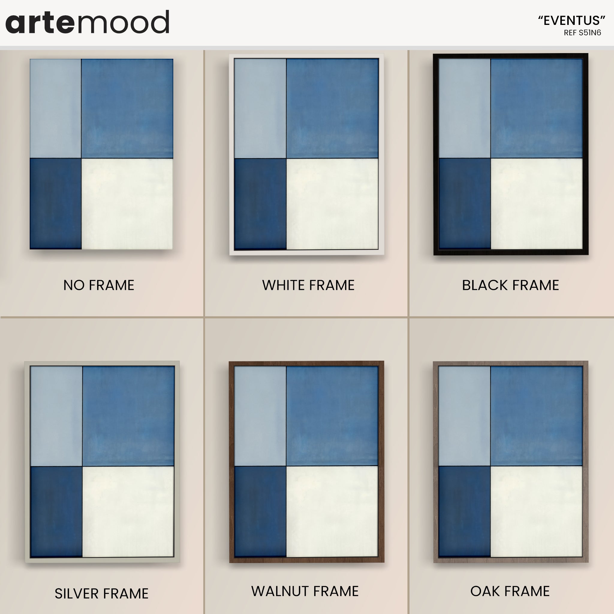 Color Field Artwork Print On Canvas - Minimalist, Zen, Blue Art, White, Neutral Minimal Composition Wall Art, Chic Blue Room Wall Decor