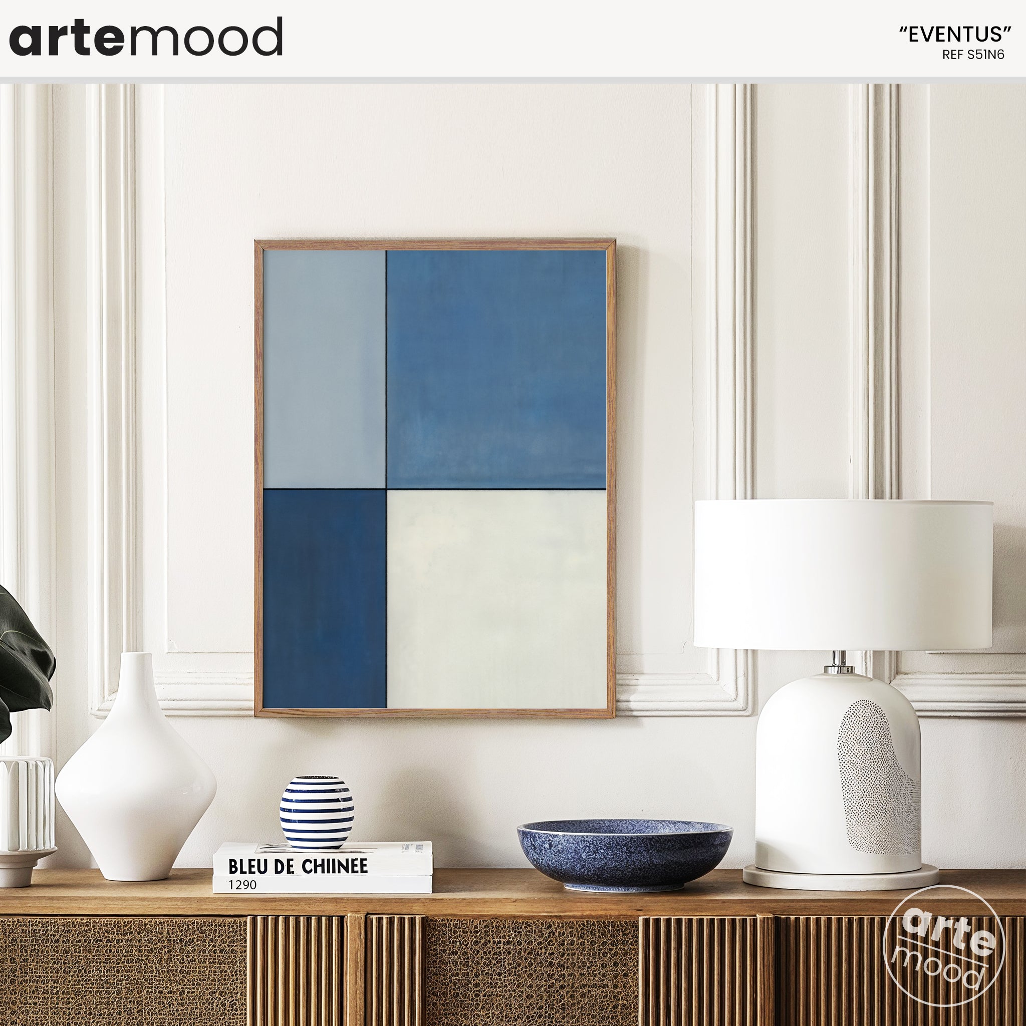 Color Field Artwork Print On Canvas - Minimalist, Zen, Blue Art, White, Neutral Minimal Composition Wall Art, Chic Blue Room Wall Decor