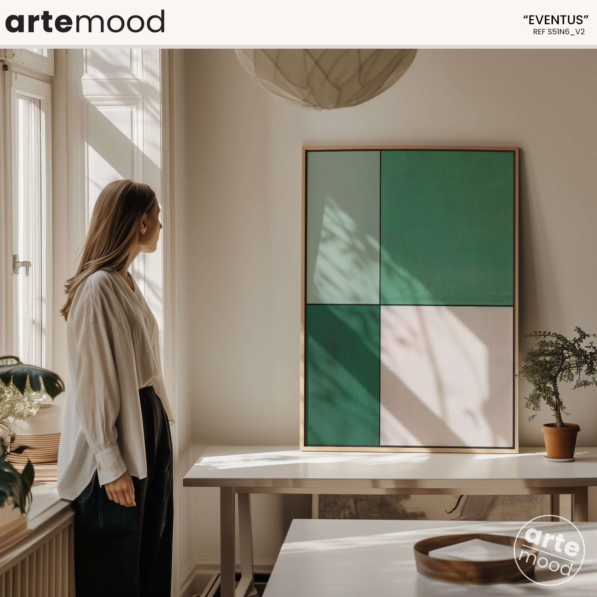 Color Field Artwork Print On Canvas - Minimalist, Geometric - Vibrant Green, White, Tropical Chic Art, Garden, Eco, Nature Art Print