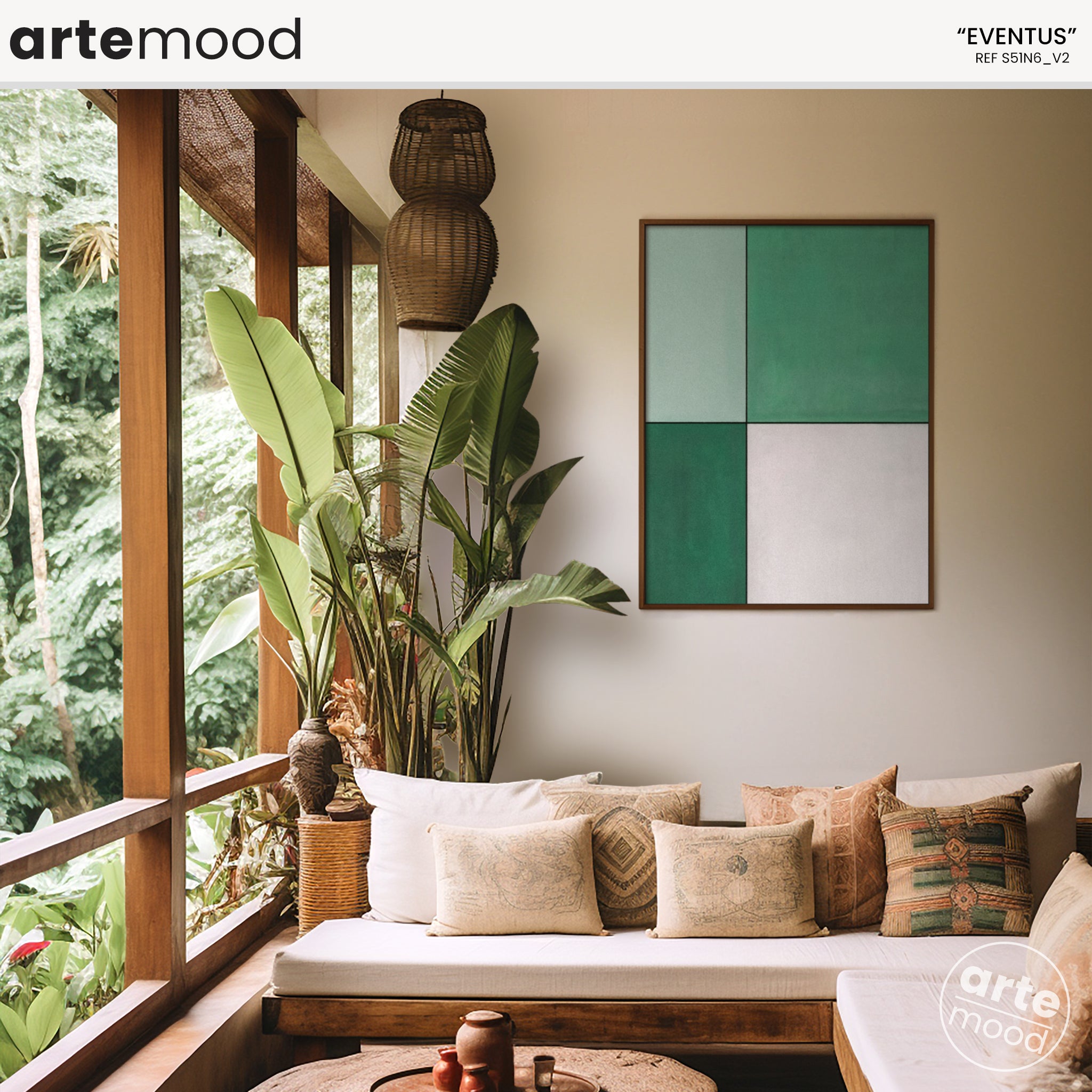 Color Field Artwork Print On Canvas - Minimalist, Geometric - Vibrant Green, White, Tropical Chic Art, Garden, Eco, Nature Art Print