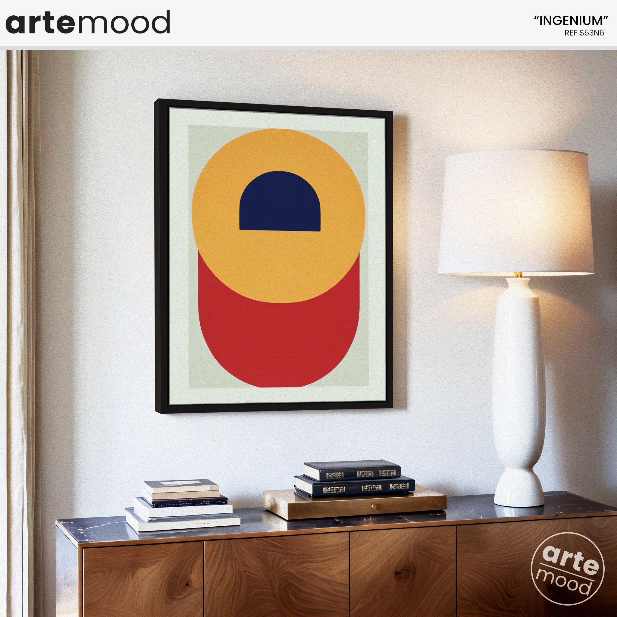 Abstract Artwork Print On Canvas - Minimalist Geometric Modern Art - Yellow, Blue, Red, Minimal Composition Wall Art