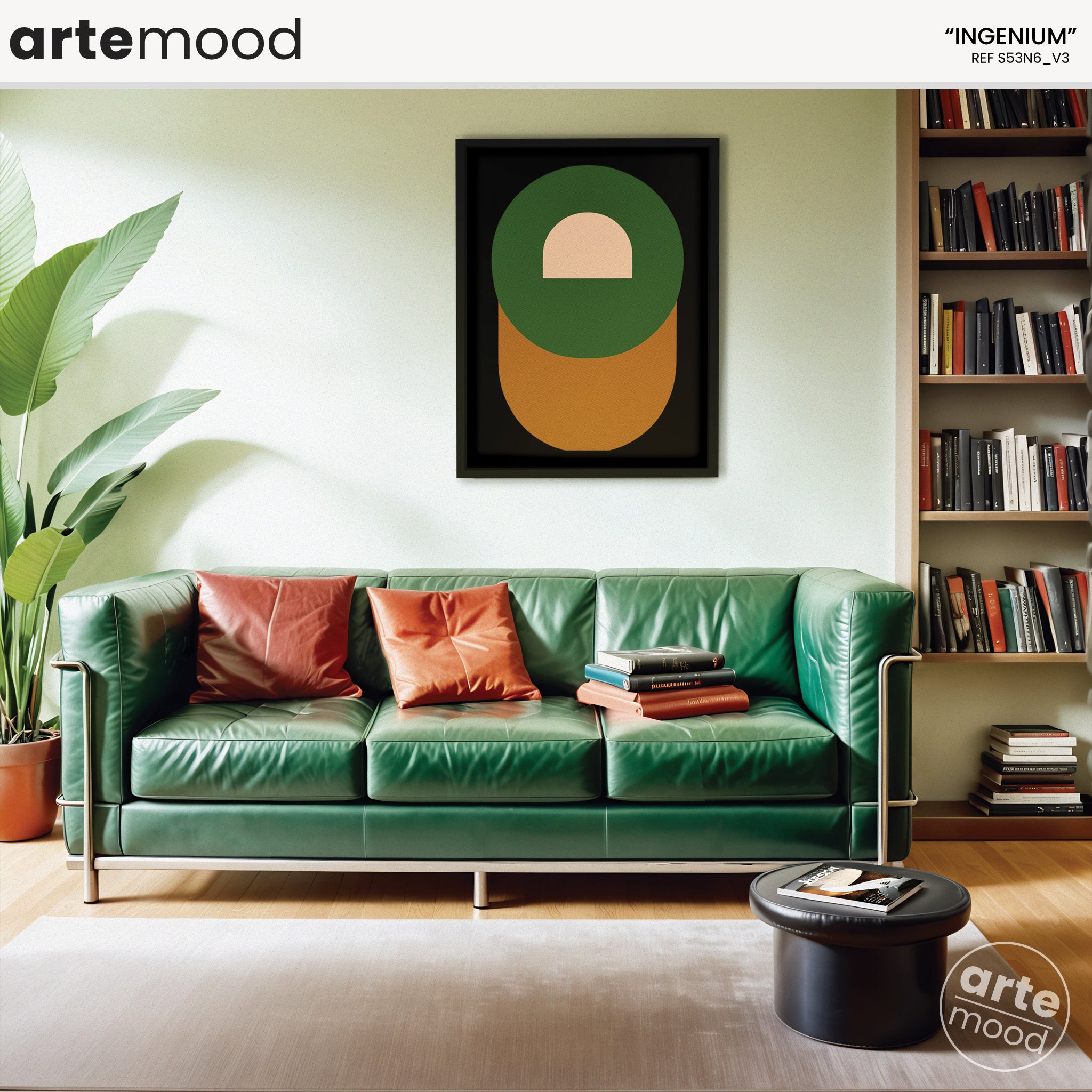 Abstract Artwork Print - Minimal Art Canvas - Green Orange Color Art, Contemporary, Geometric Art