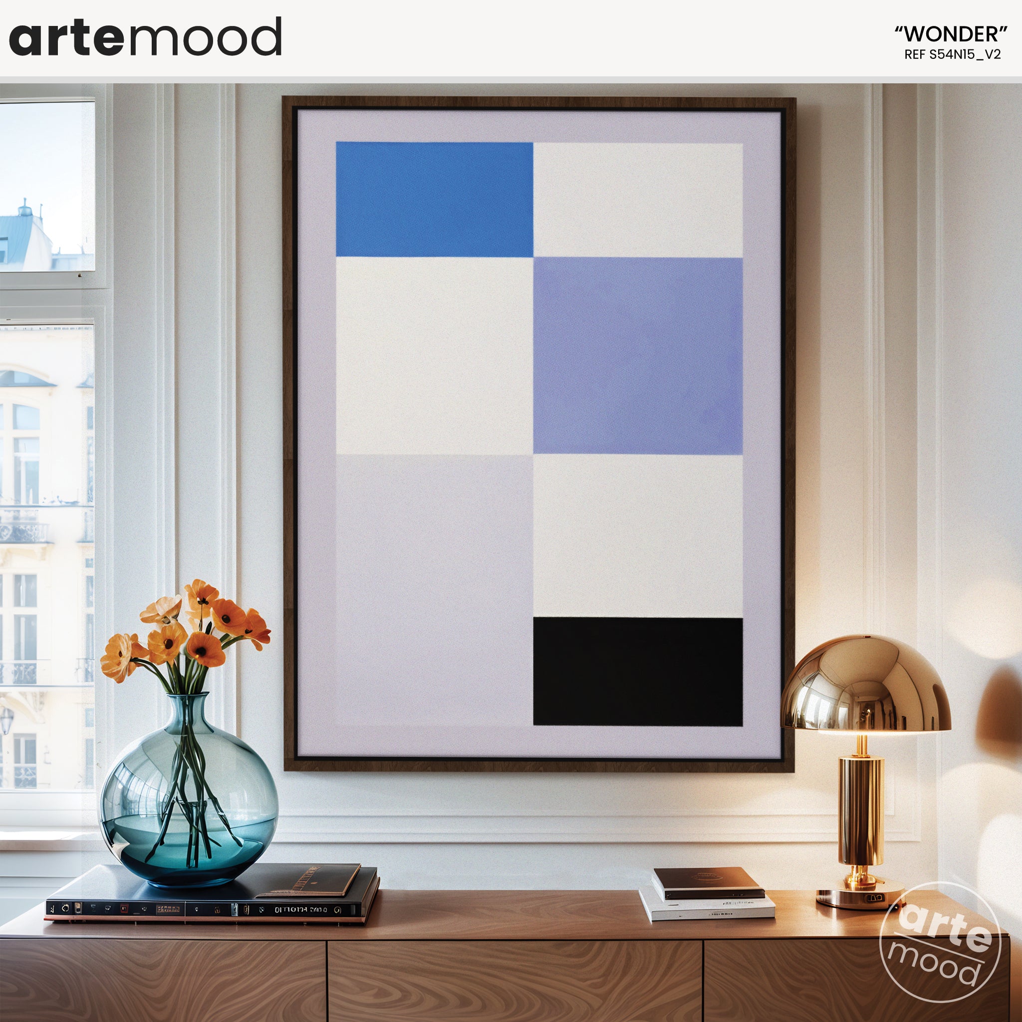 Abstract Artwork Print On Canvas - Minimalist Geometric Modern Art - Framed - Contemporary Composition Soft Colors