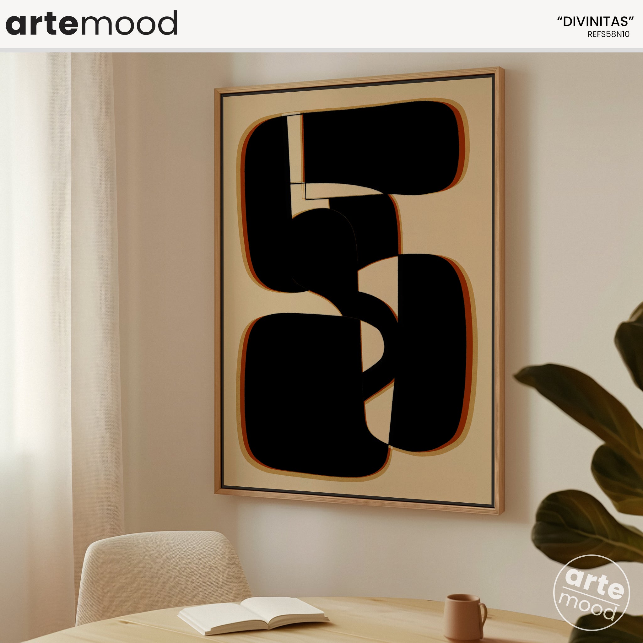 Abstract Artwork Print On Canvas - Minimalist Geometric Modern Art - Black, White, Beige, Neutral Tones, Contemporary Composition Print