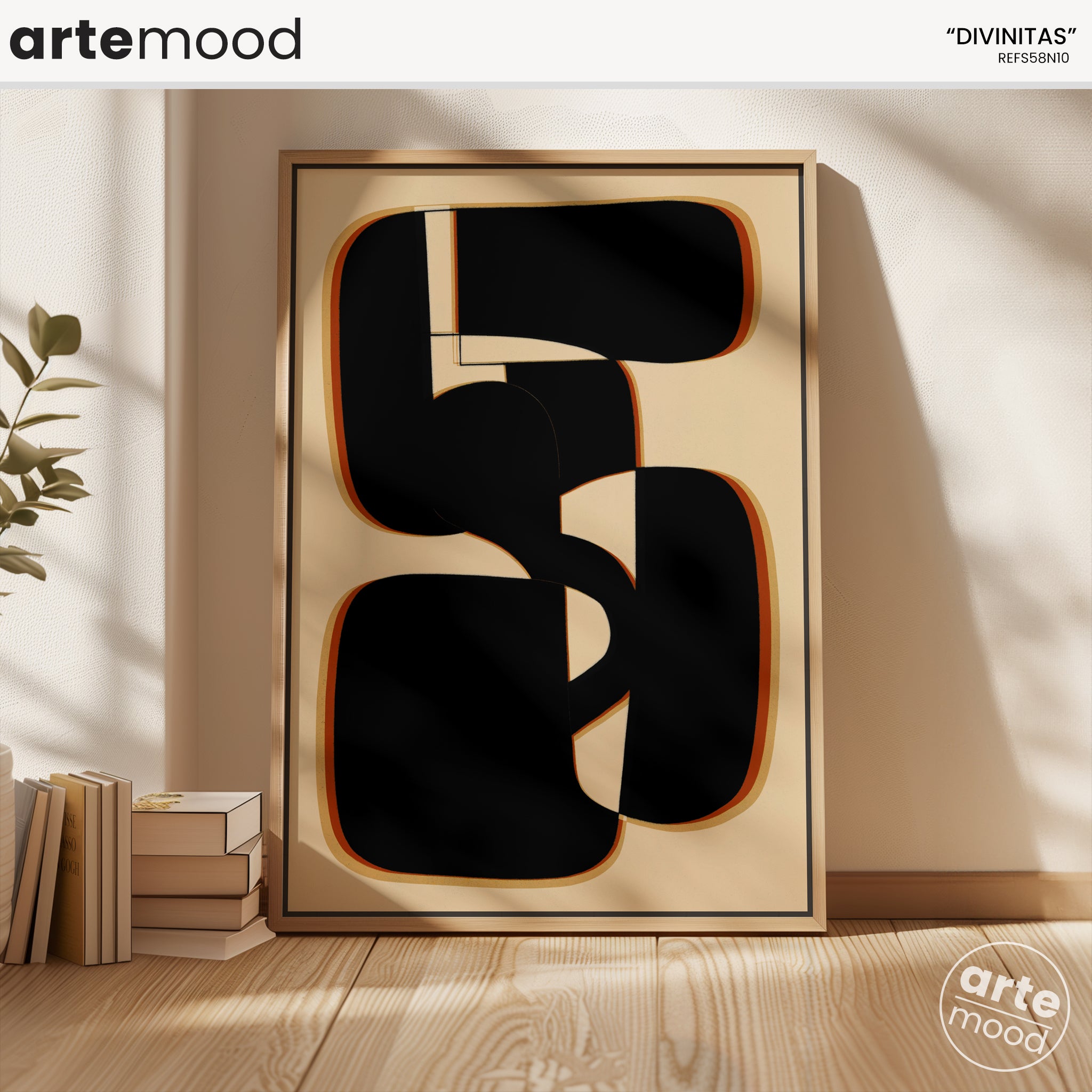 Abstract Artwork Print On Canvas - Minimalist Geometric Modern Art - Black, White, Beige, Neutral Tones, Contemporary Composition Print