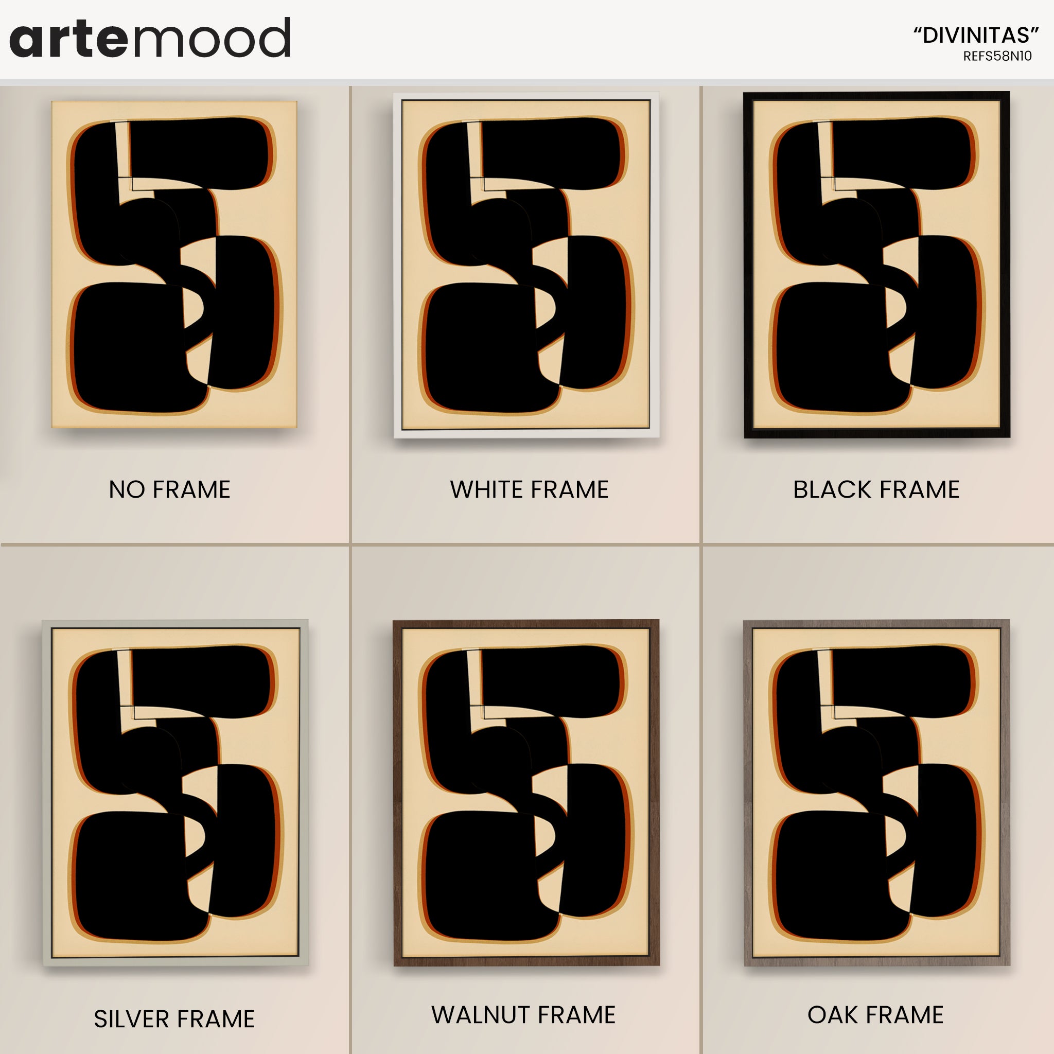 Abstract Artwork Print On Canvas - Minimalist Geometric Modern Art - Black, White, Beige, Neutral Tones, Contemporary Composition Print