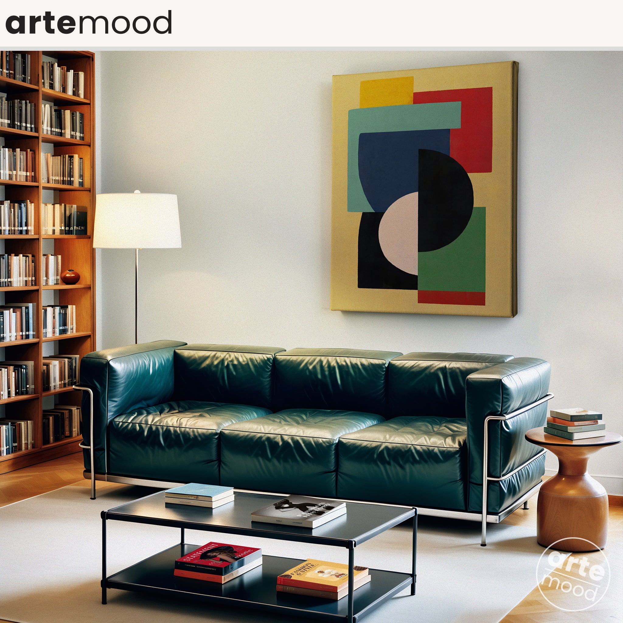 Abstract Artwork Print On Canvas - Minimalist Geometric Modern Art - Red, Blue, Yellow, Black, Green, Color Block Art, Trendy Wall Art