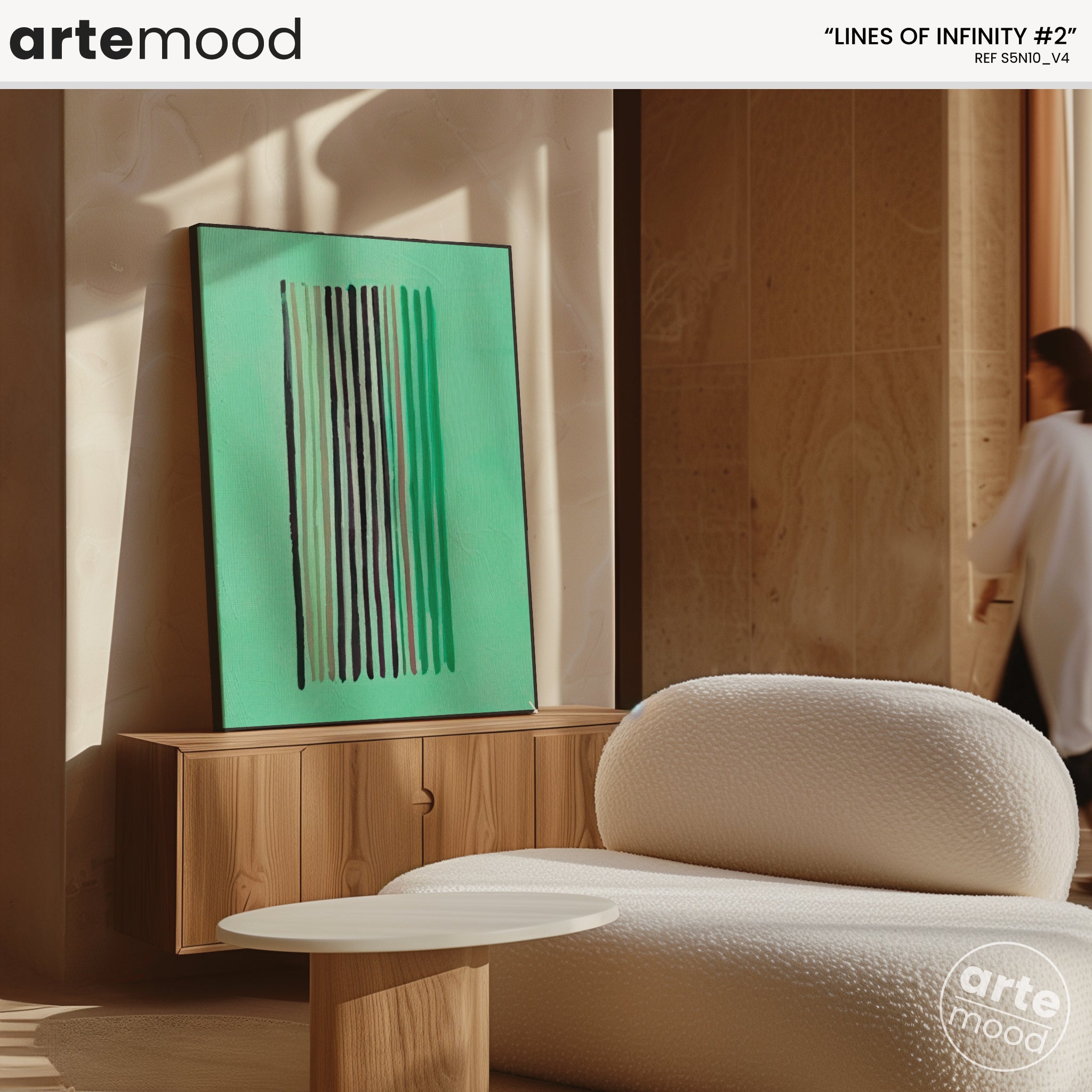 Abstract Artwork Print On Canvas - Minimalist Geometric Modern Art Composition - Framed Art Minimal Green Color