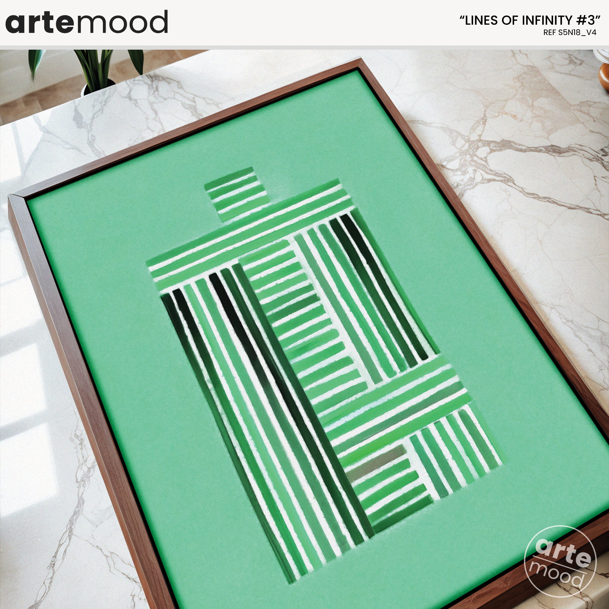 Abstract Artwork Print On Canvas - Minimalist Composition Modern Art - Green Tones