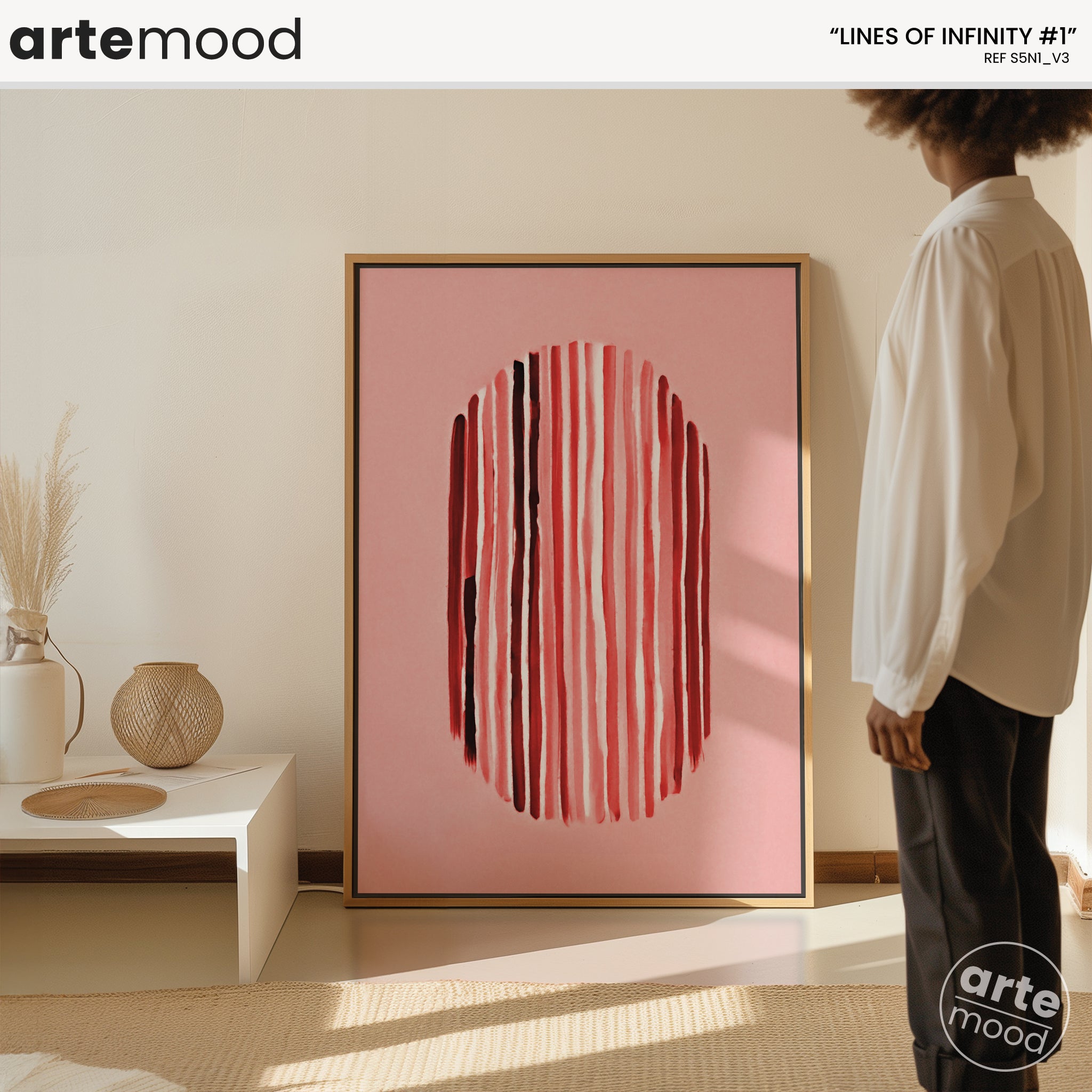 Abstract Artwork Print - Modern Art Canvas - Minimal Art, Lines, Red Color