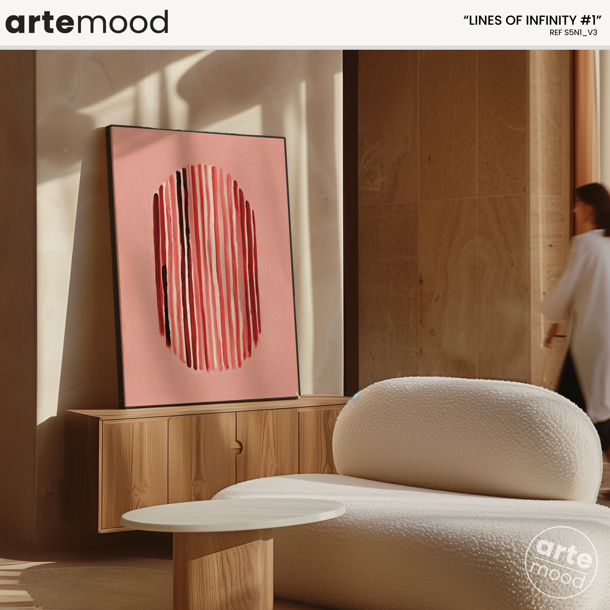 Abstract Artwork Print - Modern Art Canvas - Minimal Art, Lines, Red Color
