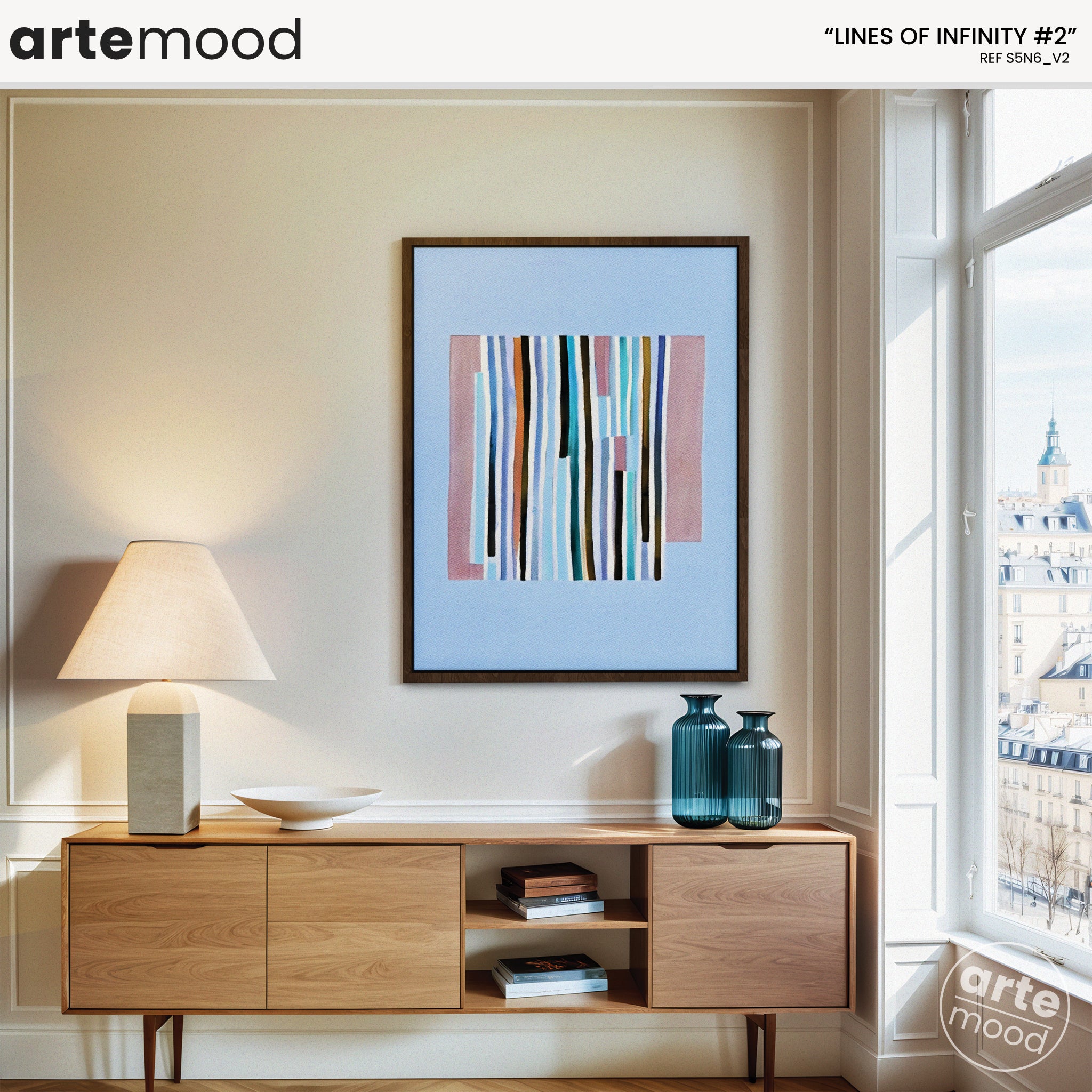 Abstract Artwork Print On Canvas - Minimalist Composition Blue Pastels Organic Zen Chic Wall Art