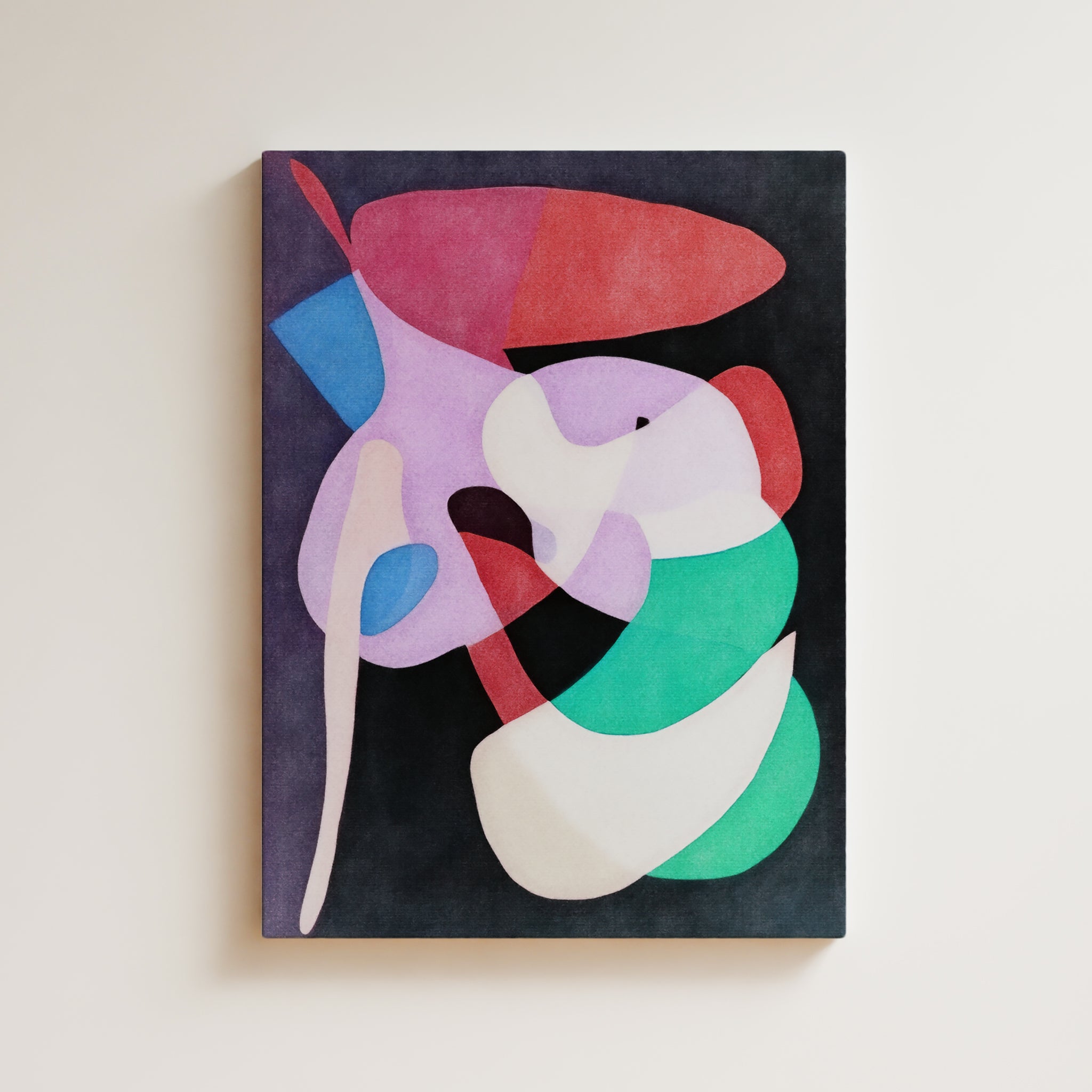 Abstract Artwork Print On Canvas - Minimalist Geometric Modern Art - Red, Blue, Green, Vibrant Colors Contemporary Composition