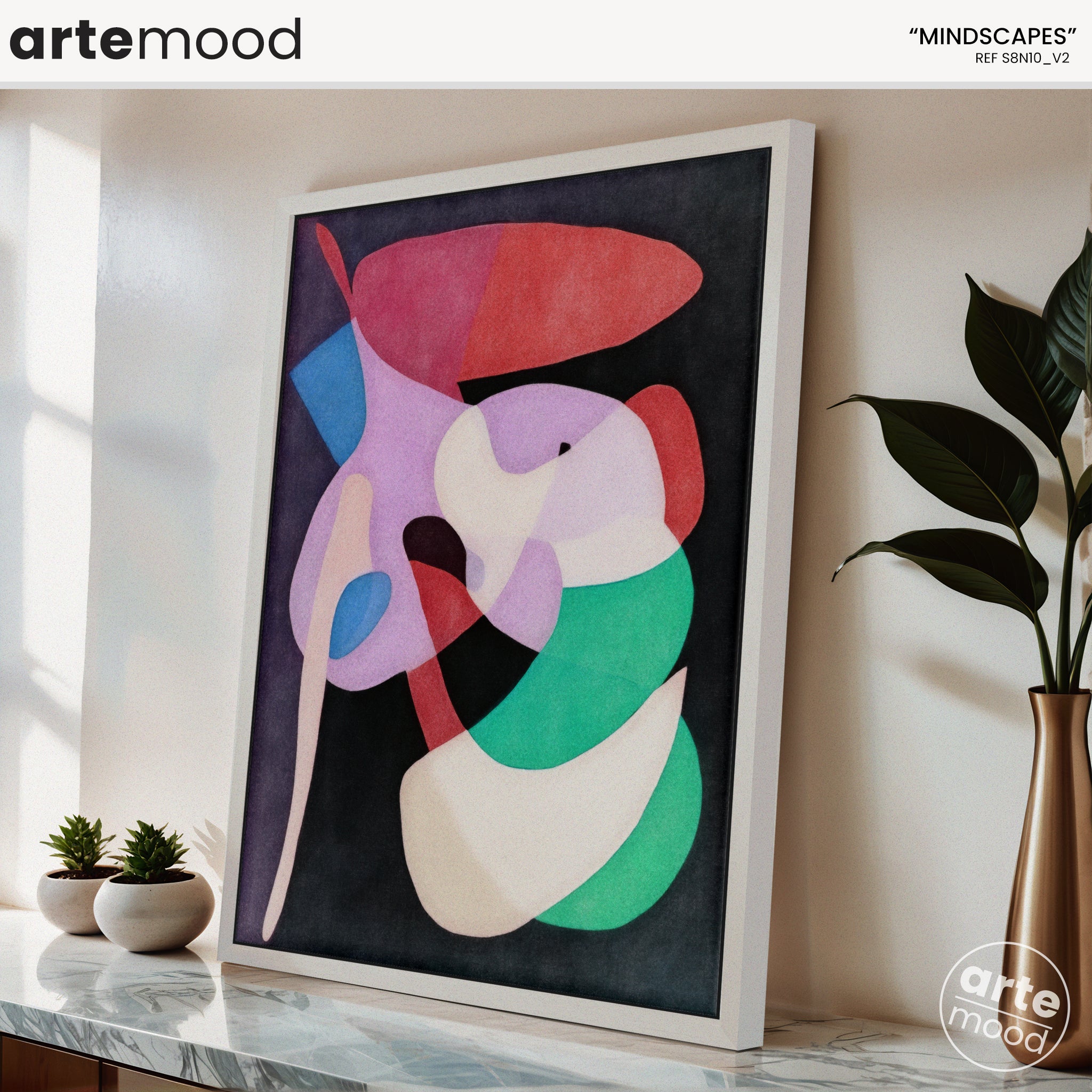 Abstract Artwork Print On Canvas - Minimalist Geometric Modern Art - Red, Blue, Green, Vibrant Colors Contemporary Composition