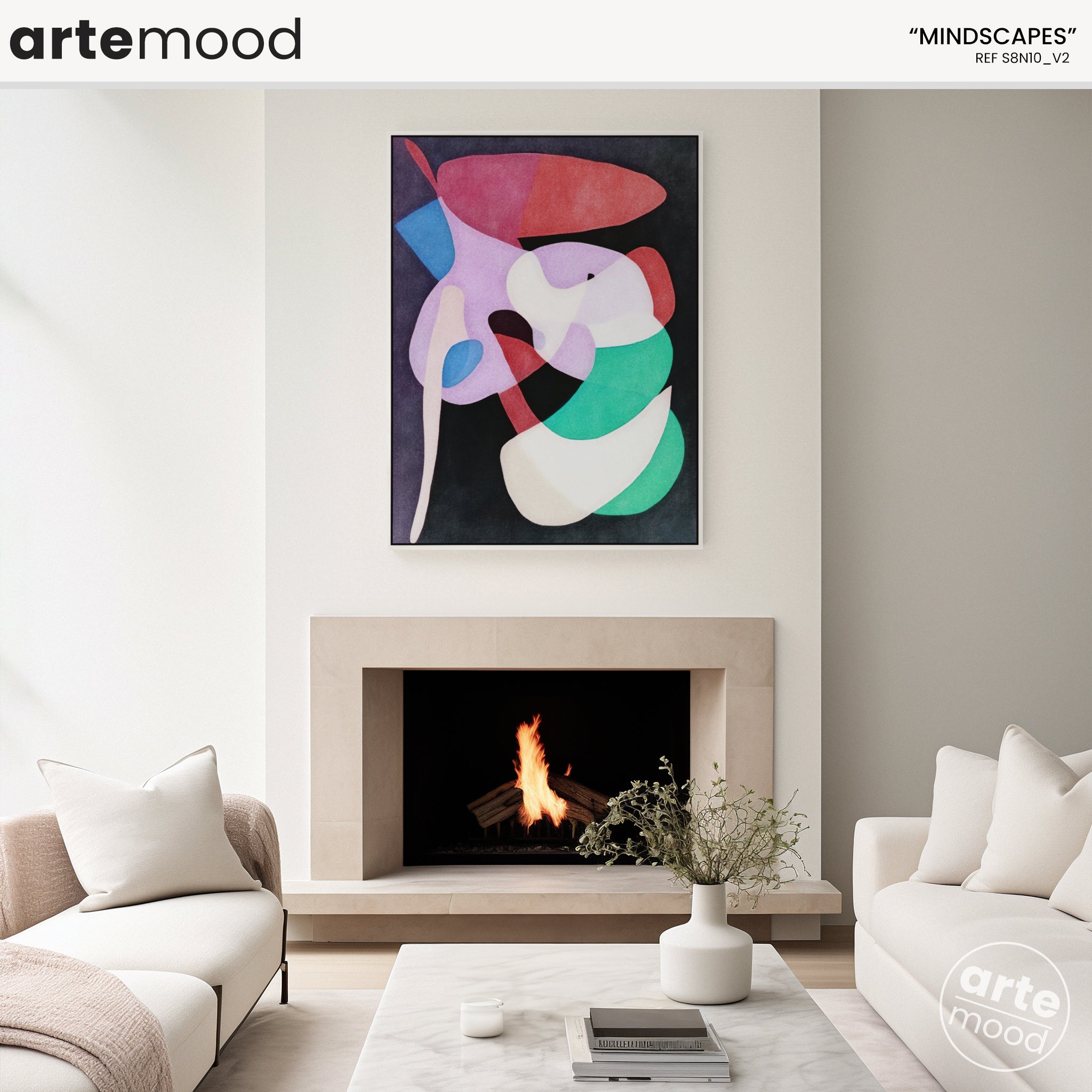 Abstract Artwork Print On Canvas - Minimalist Geometric Modern Art - Red, Blue, Green, Vibrant Colors Contemporary Composition