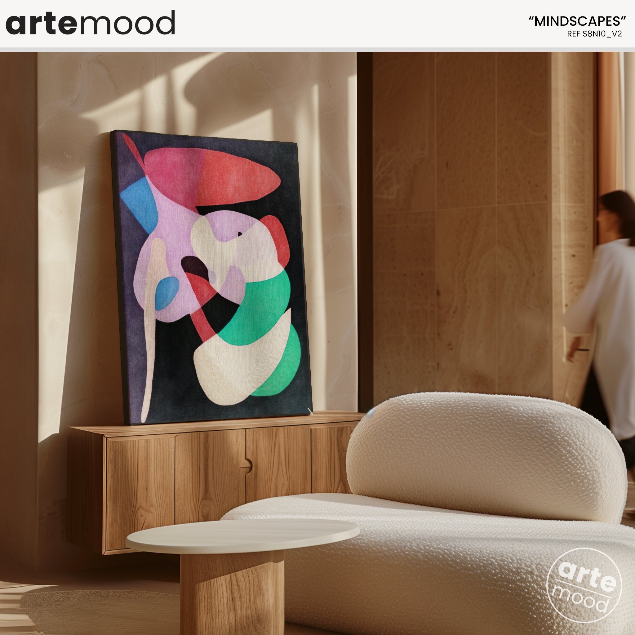 Abstract Artwork Print On Canvas - Minimalist Geometric Modern Art - Red, Blue, Green, Vibrant Colors Contemporary Composition