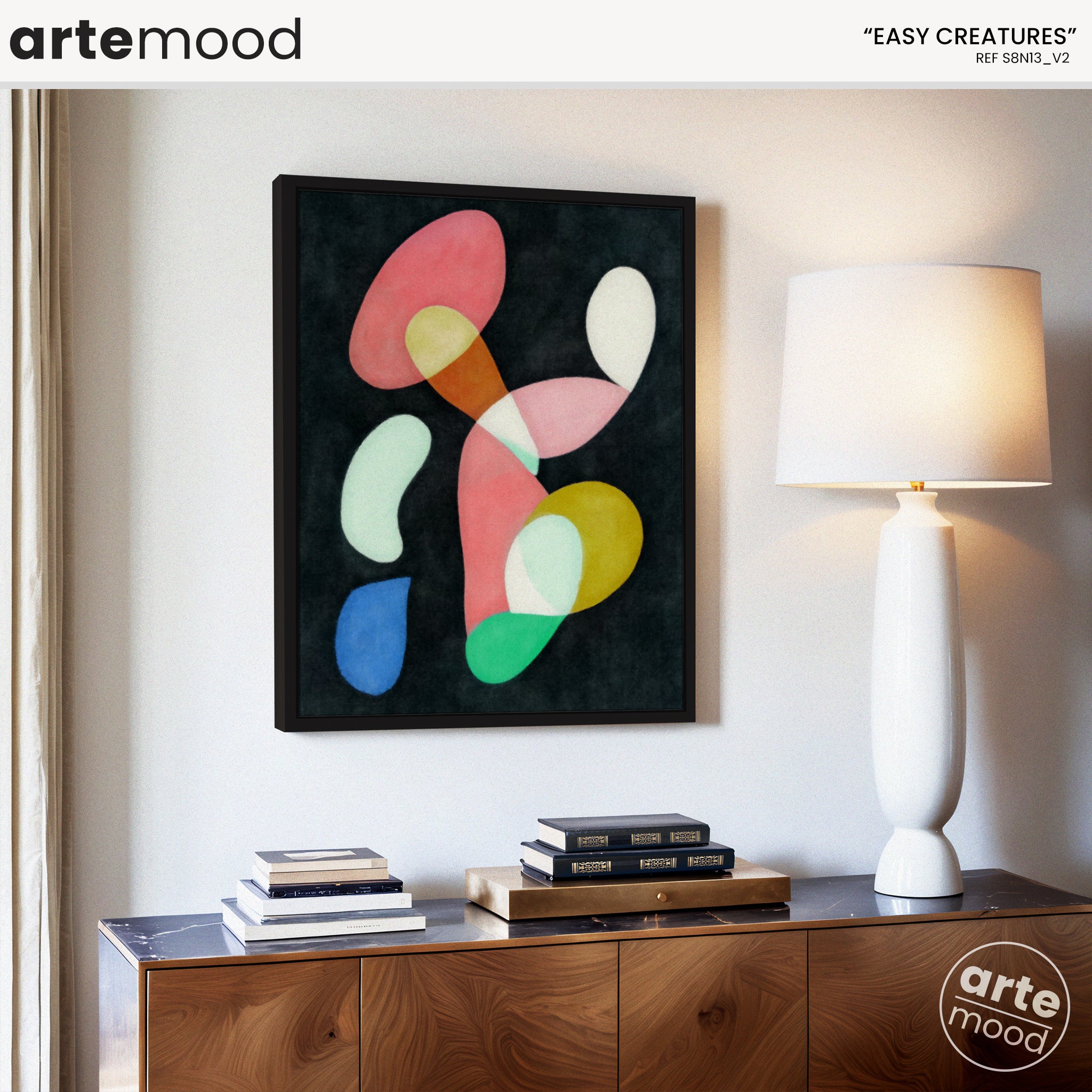 Abstract Artwork Print On Canvas - Minimalist Geometric Modern Art - Blue, Red, Green, Primary Colors, Organic Composition