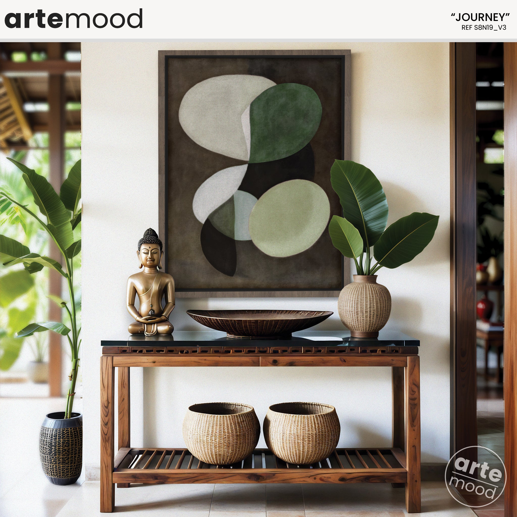 Abstract Artwork Print On Canvas - Minimalist Composition - Zen Wall Art Canvas - Green Tones