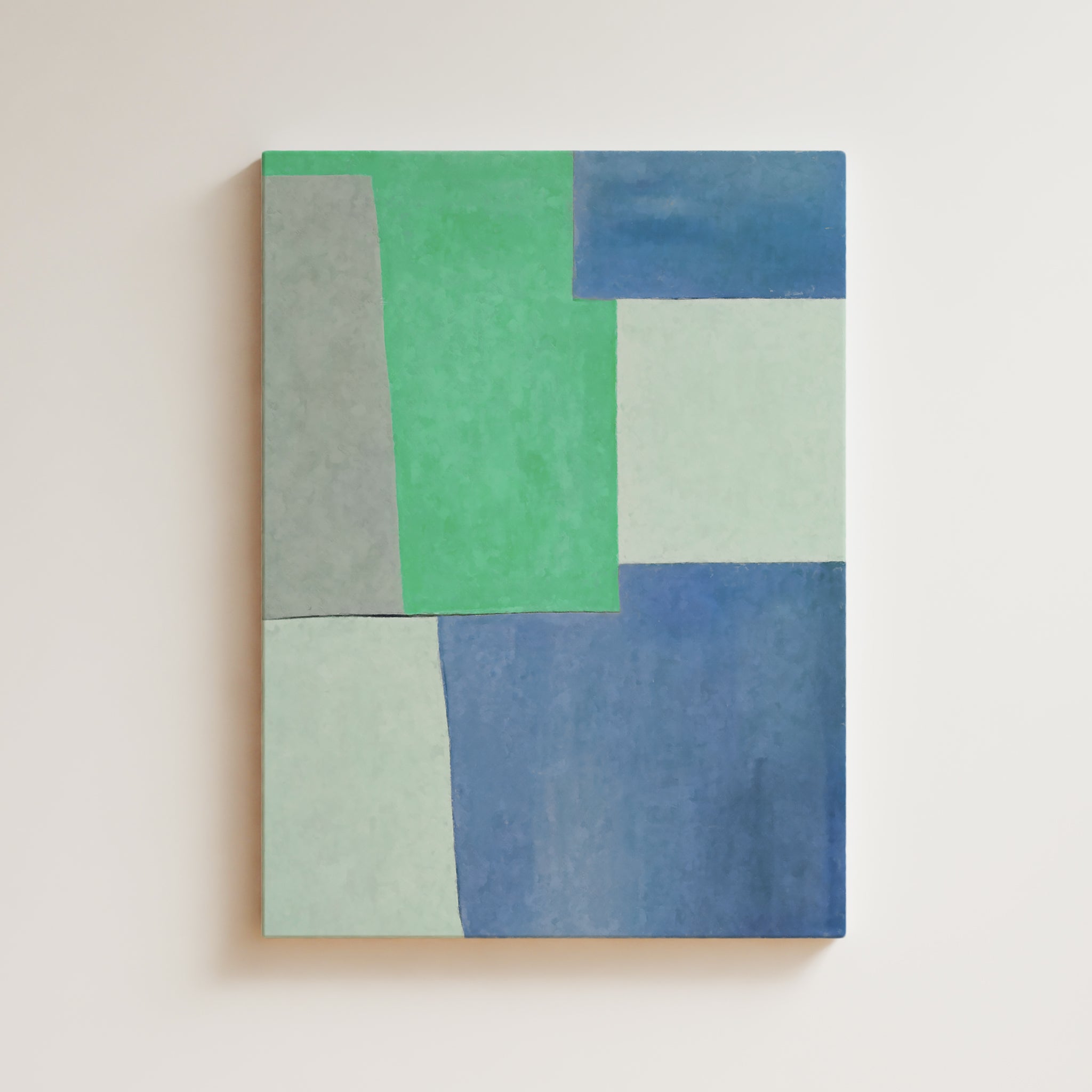 Abstract Artwork Print On Canvas - Minimalist Geometric Modern Art - Blue, Green, Abstract Wall Art Print