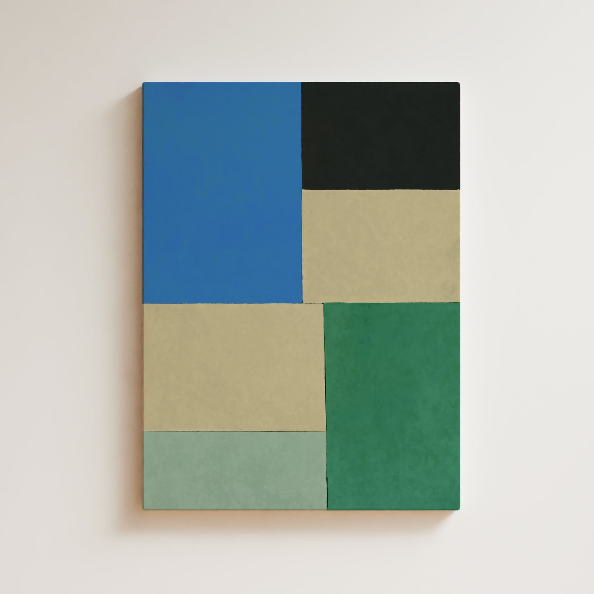 Color Field Artwork Print On Canvas - Minimalist, Zen, Blue, Green, Black, Contemporary Minimalist Art